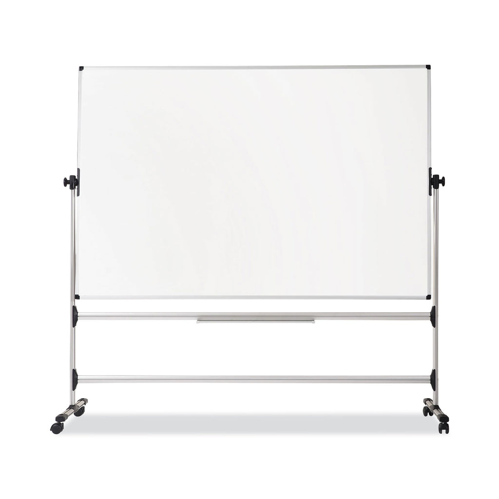 Earth Silver Easy Clean Mobile Revolver Dry Erase Boards, 36 x 48, White Surface, Silver Steel Frame