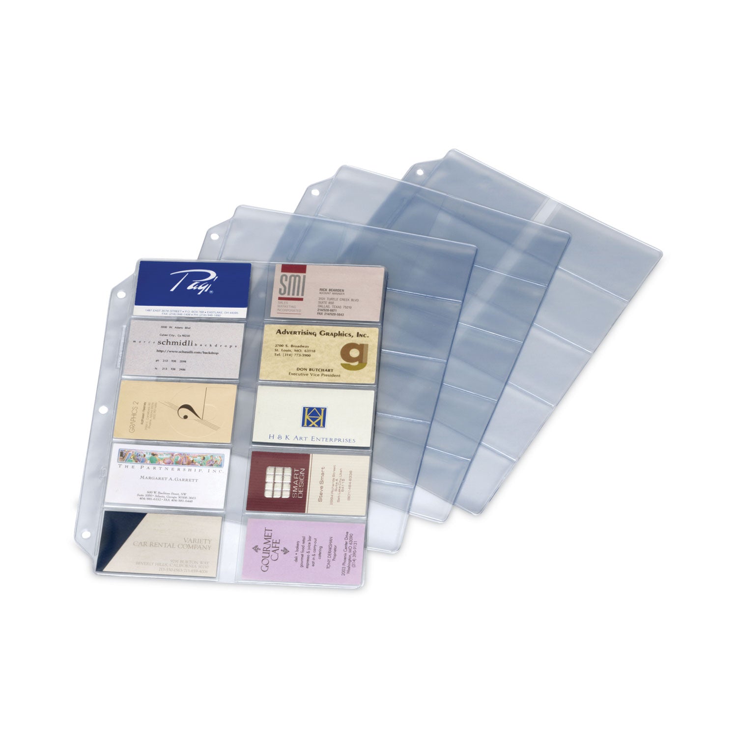 Business Card Refill Pages, For 2 x 3.5 Cards, Clear, 20 Cards/Sheet, 10 Sheets/Pack - 