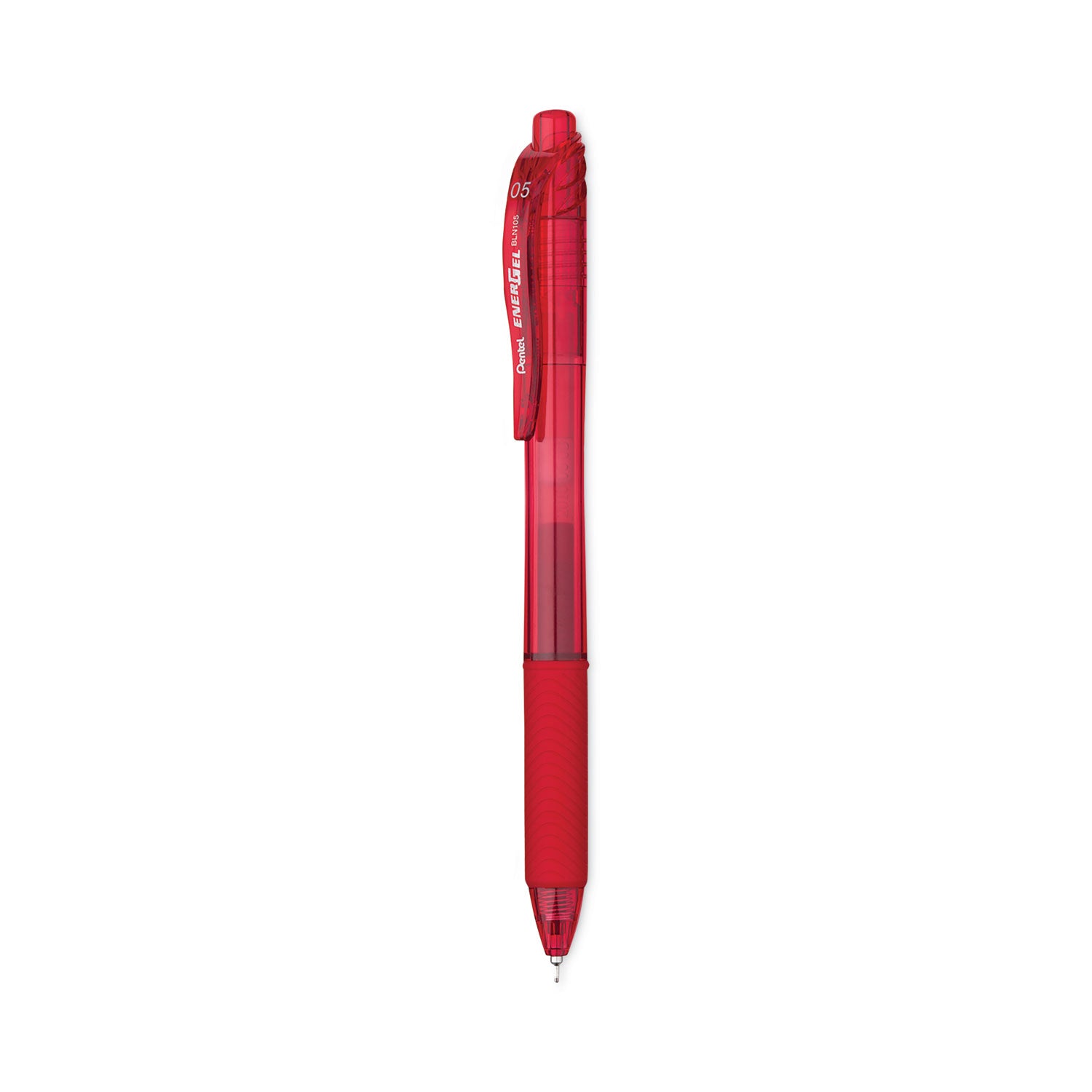 EnerGel-X Gel Pen, Retractable, Fine 0.5 mm Needle Tip, Red Ink, Translucent Red/Red Barrel, Dozen - 