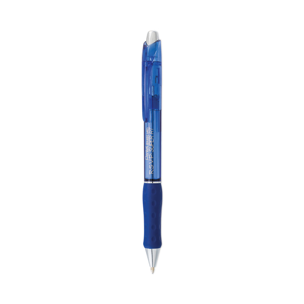 rsvp-super-rt-ballpoint-pen-retractable-medium-1-mm-blue-ink-translucent-blue-blue-barrel-dozen_penbx480c - 1