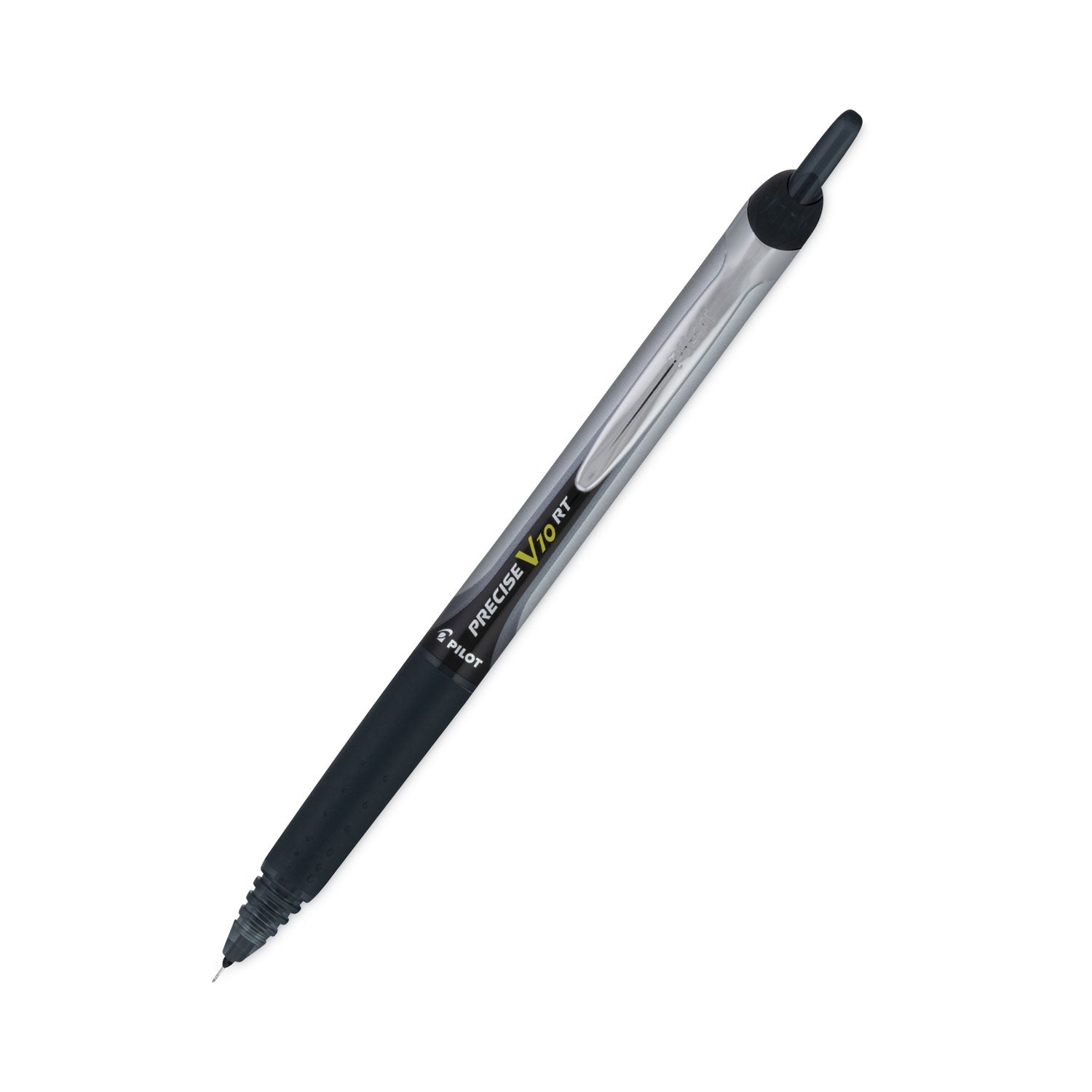 Precise V10RT Roller Ball Pen, Retractable, Bold 1 mm, Black Ink, Black Barrel, Dozen