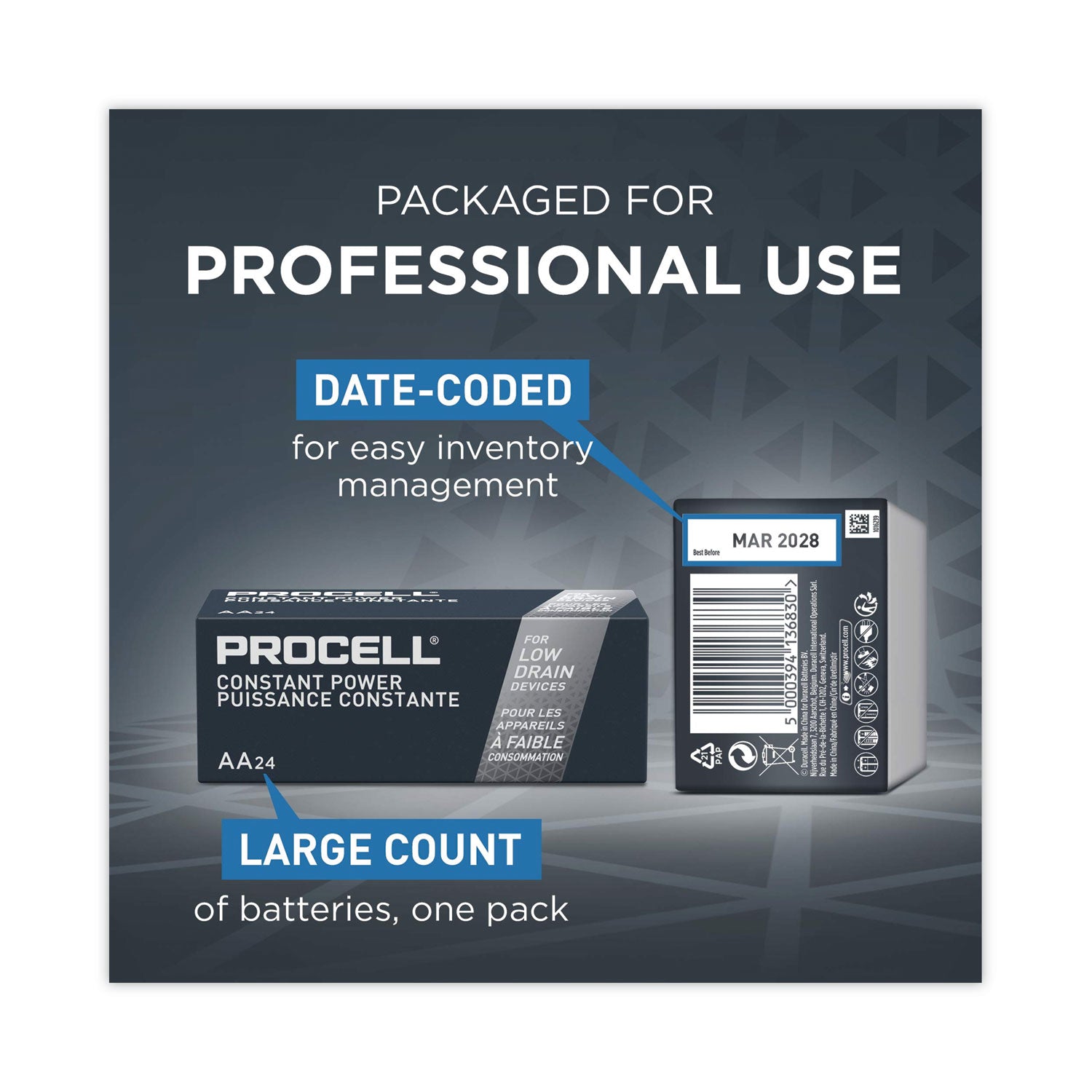 Duracell Procell Alkaline AA Battery Boxes of 24 - For Multipurpose - AA - 2100 mAh - 1.5 V DC - 144 / Carton