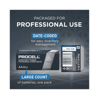 Duracell Procell Constant Power Alkaline AAA Battery Boxes of 24 - For Calculator, Multipurpose, Remote Control, Test Equipment, Flashlight, Clock, Radio, Portable Electronics, Mouse, Keyboard - AAA - 1.5 V DC - 6 / Carton
