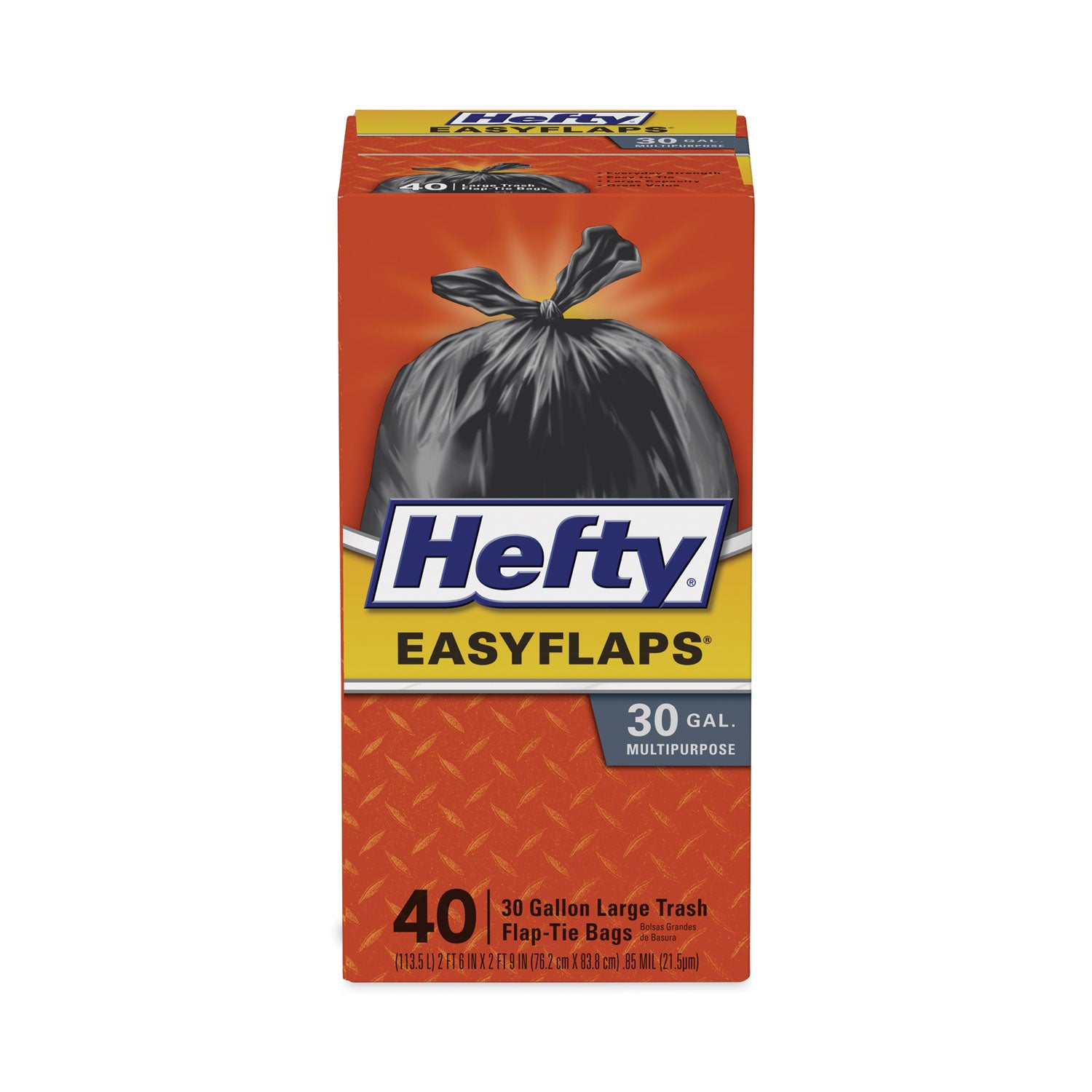Easy Flaps Trash Bags, 30 gal, 1.05 mil, 30" x 33", Black, 40/Box - 