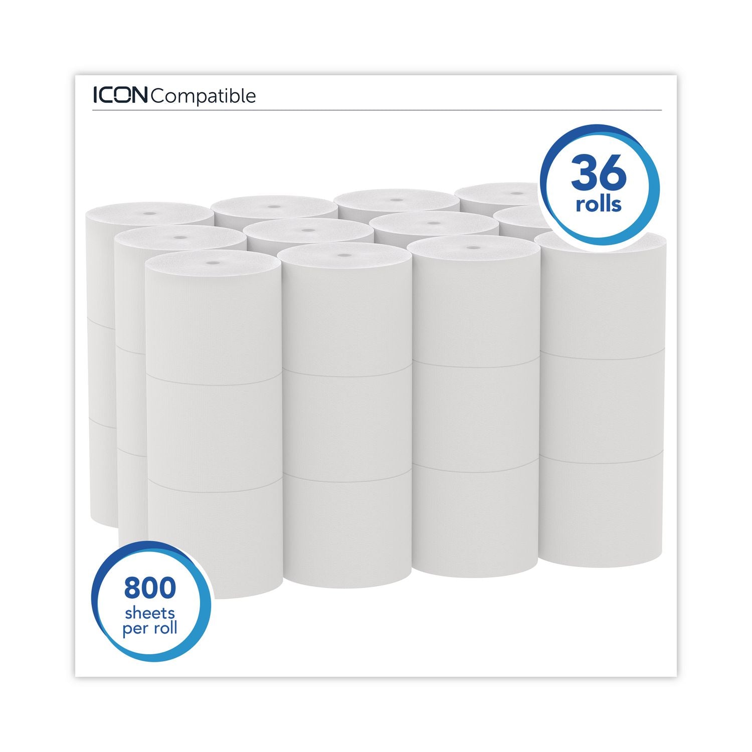 Essential Extra Soft Coreless Standard Roll Bath Tissue, Septic Safe, 2-Ply, White, 800 Sheets/Roll, 36 Rolls/Carton