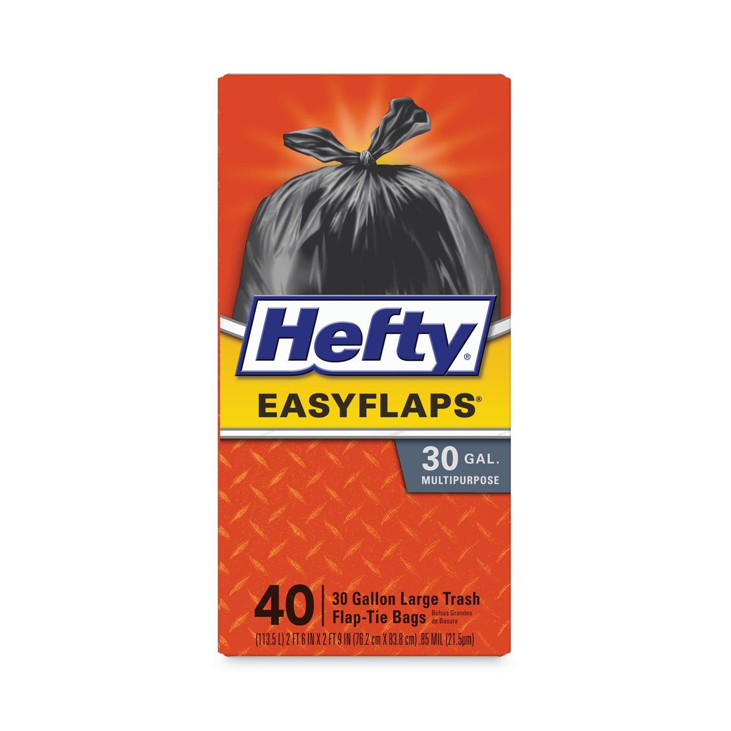 Easy Flaps Trash Bags, 30 gal, 1.05 mil, 30" x 33", Black, 40/Box - 