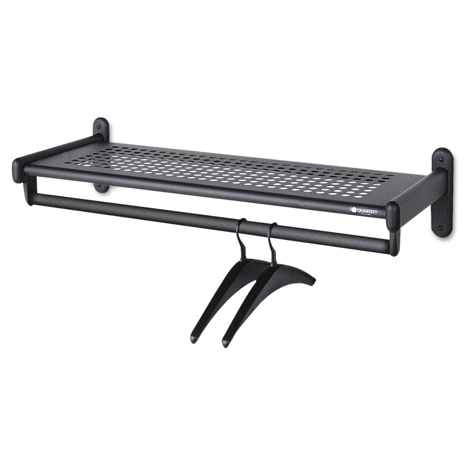 Metal Wall Shelf Rack, Powder Coated Textured Steel, 36w x 14.5d x 6h, Black - 