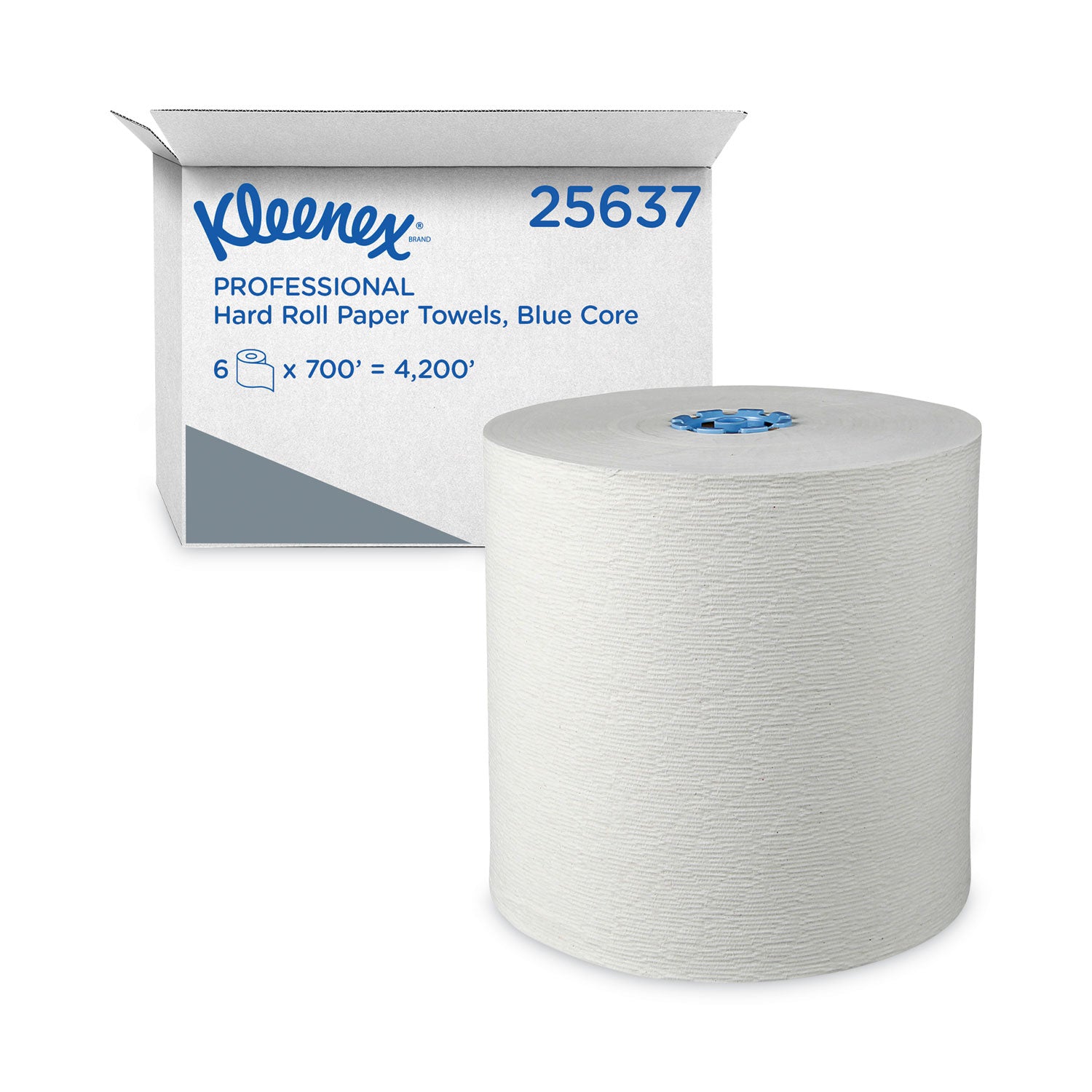 hard-roll-paper-towels-with-premium-absorbency-pockets-with-colored-core-blue-core-1-ply-75-x-700-ft-white-6-rolls-ct_kcc25637 - 1