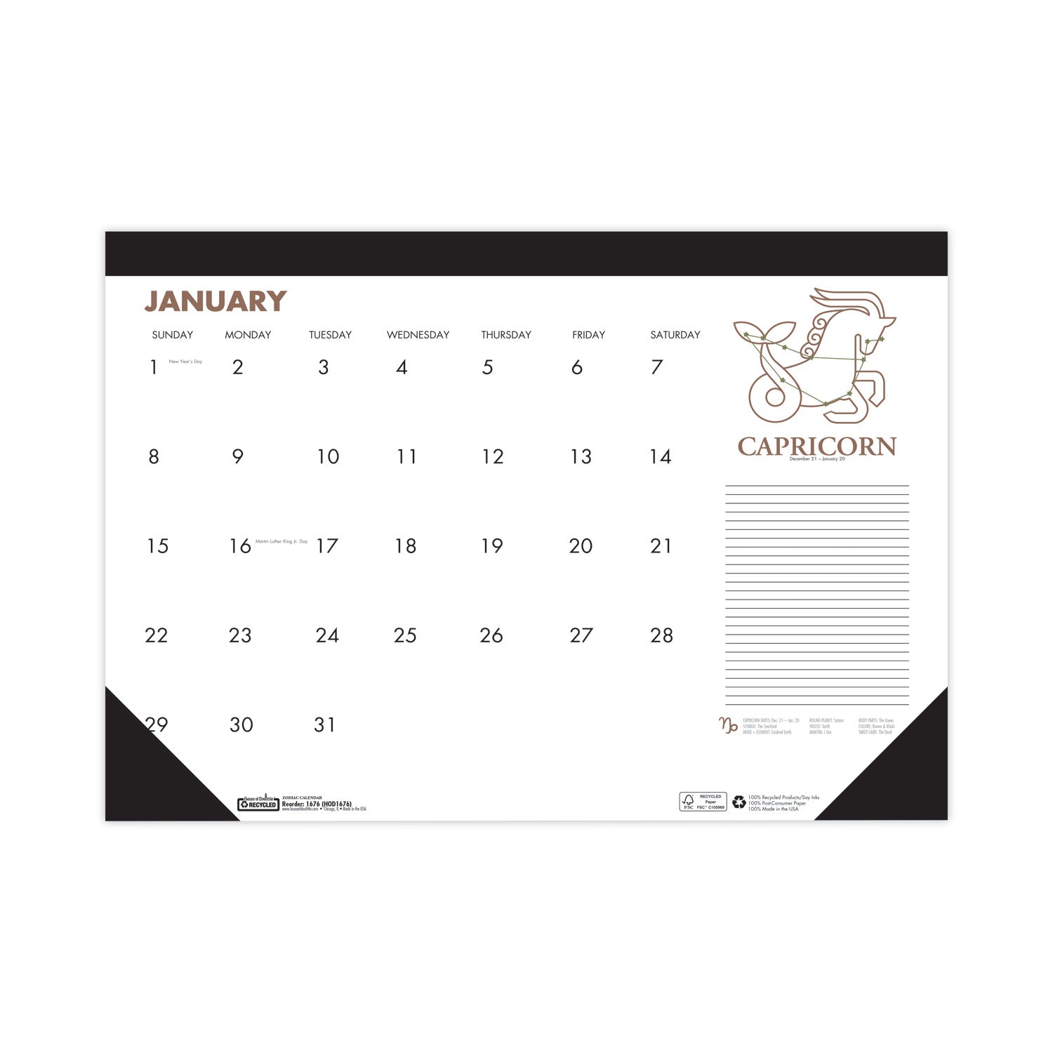 recycled-zodiac-desk-pad-calendar-zodiac-artwork-185-x-13-white-sheets-black-binding-corners-12-month-jan-dec-2024_hod1676 - 2