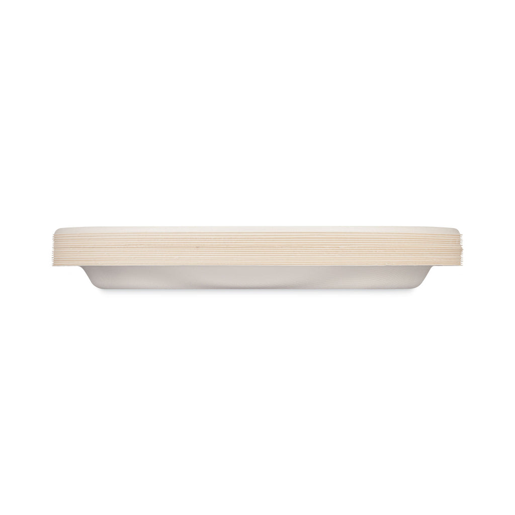 ECOSAVE Tableware, Plate, Bagasse, 10.13" dia, White, 16/Pack