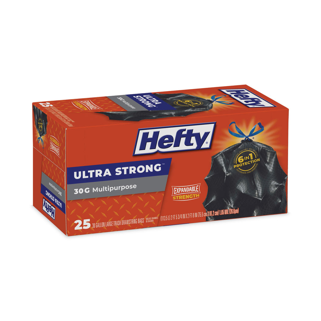 Ultra Flex Waste Bags, 30 gal, 1.05 mil, 6" x 2.1", Black, 150/Carton