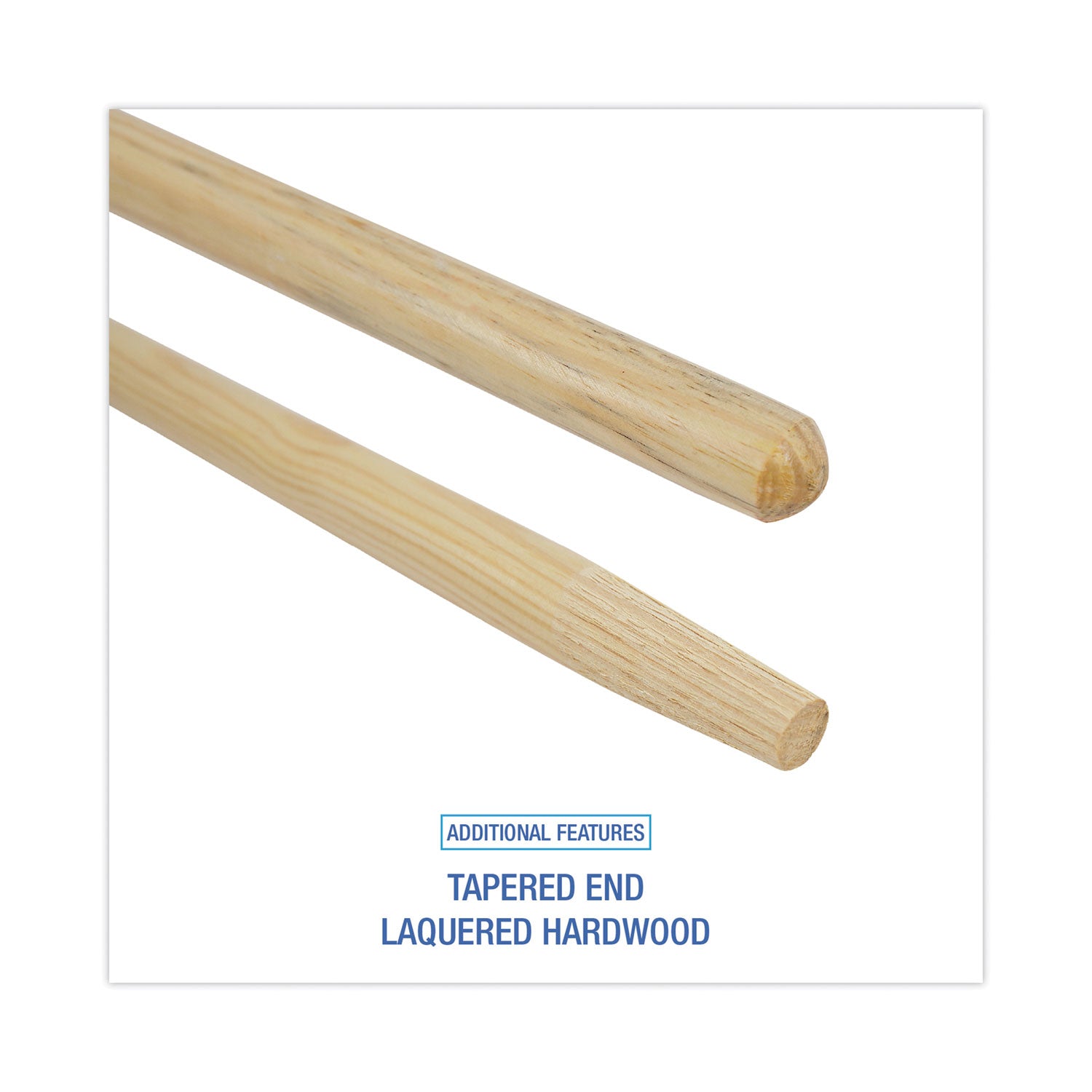 Tapered End Broom Handle, Lacquered Pine, 1.13" dia x 60", Natural