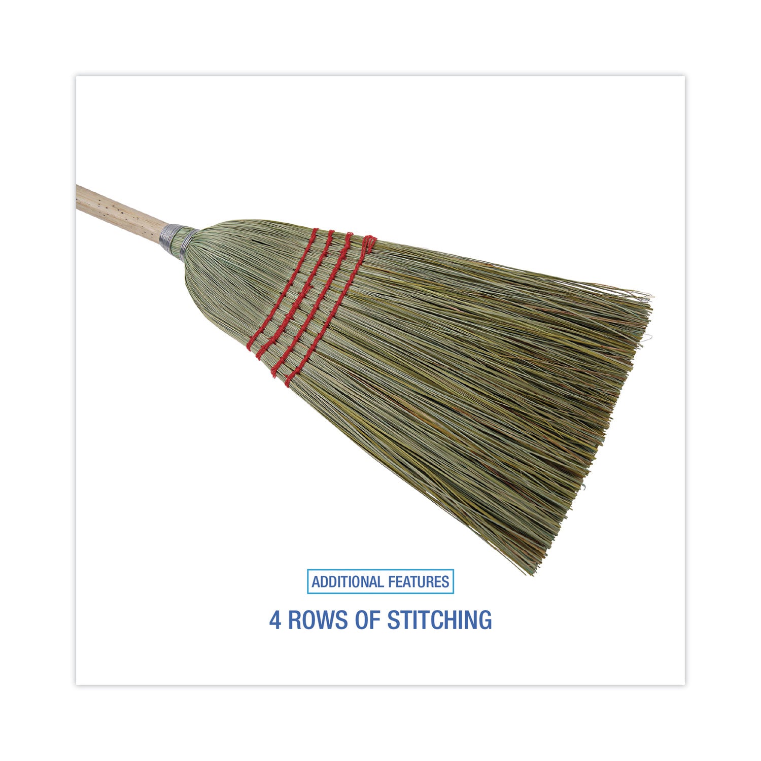 Mixed Fiber Maid Broom, Mixed Fiber Bristles, 55" Overall Length, Natural, 12/Carton - 