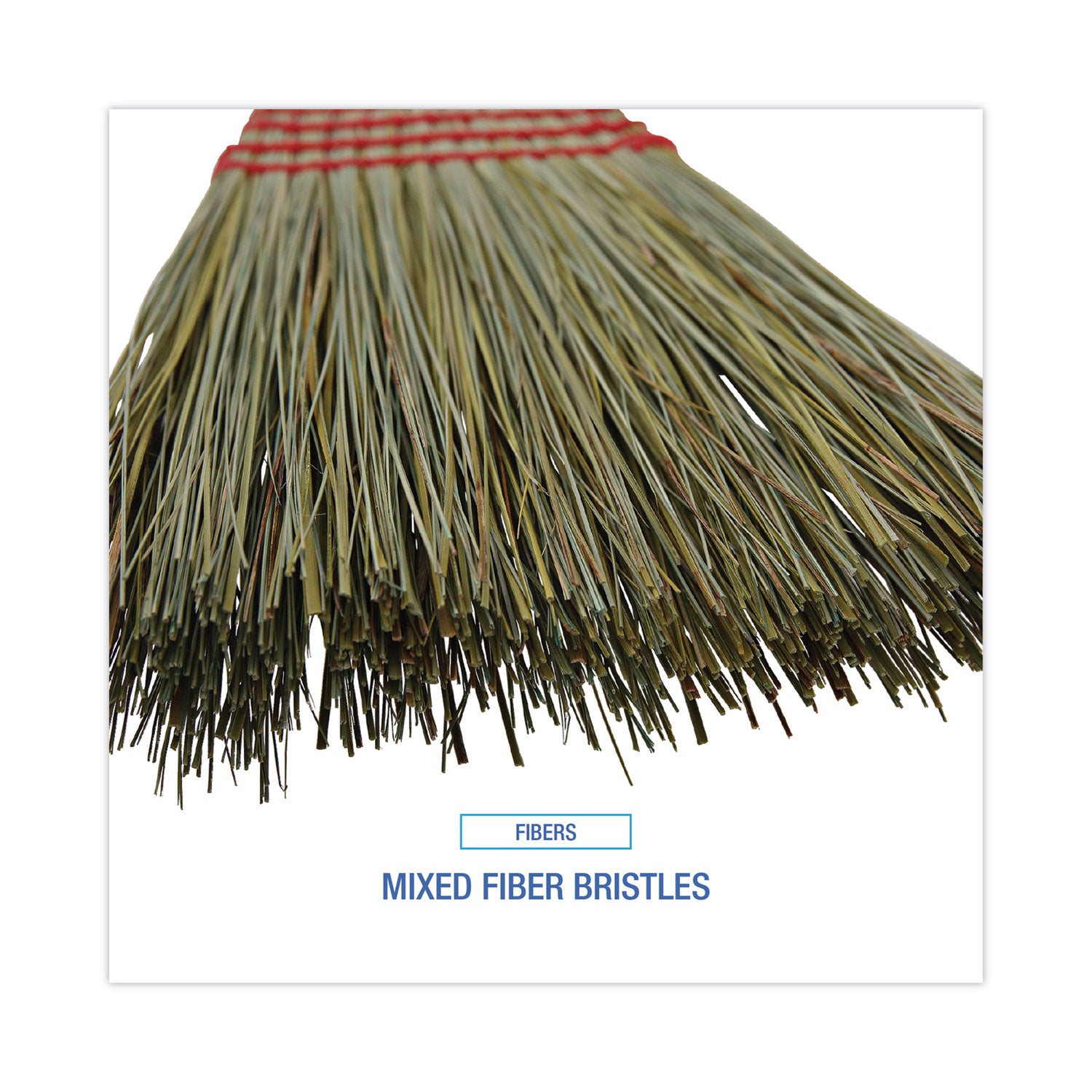 Mixed Fiber Maid Broom, Mixed Fiber Bristles, 55" Overall Length, Natural, 12/Carton - 