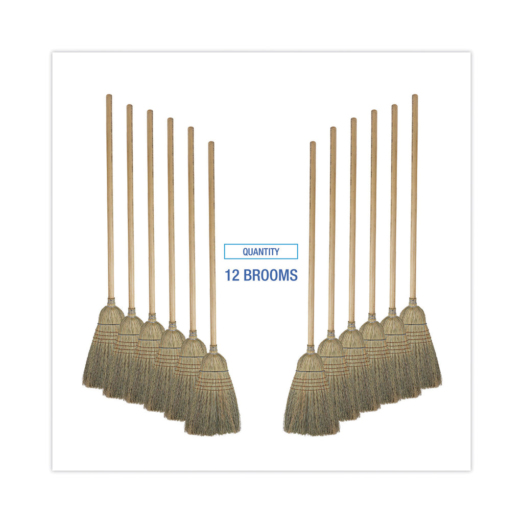 Warehouse Broom, Corn Fiber Bristles, 56" Overall Length, Natural, 12/Carton