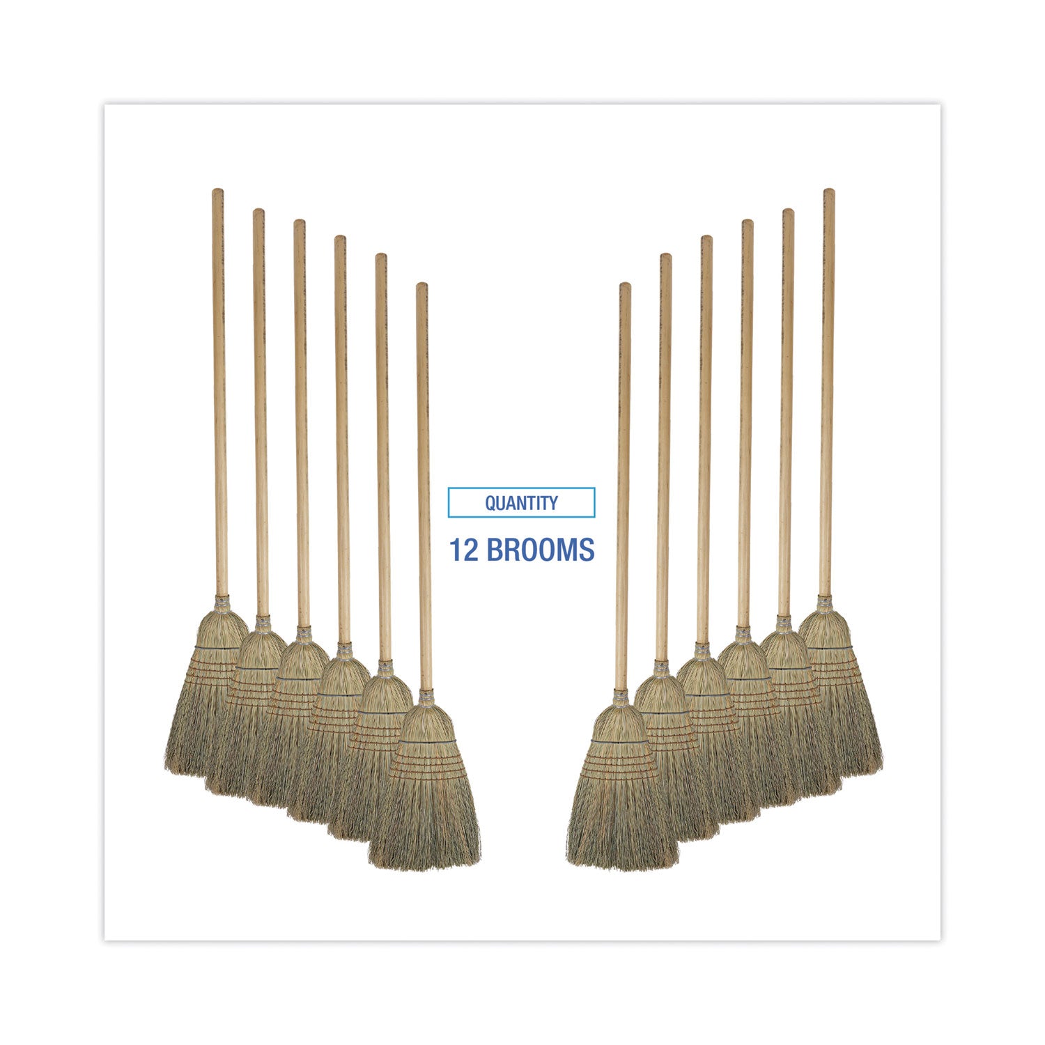 Warehouse Broom, Corn Fiber Bristles, 56" Overall Length, Natural, 12/Carton - 