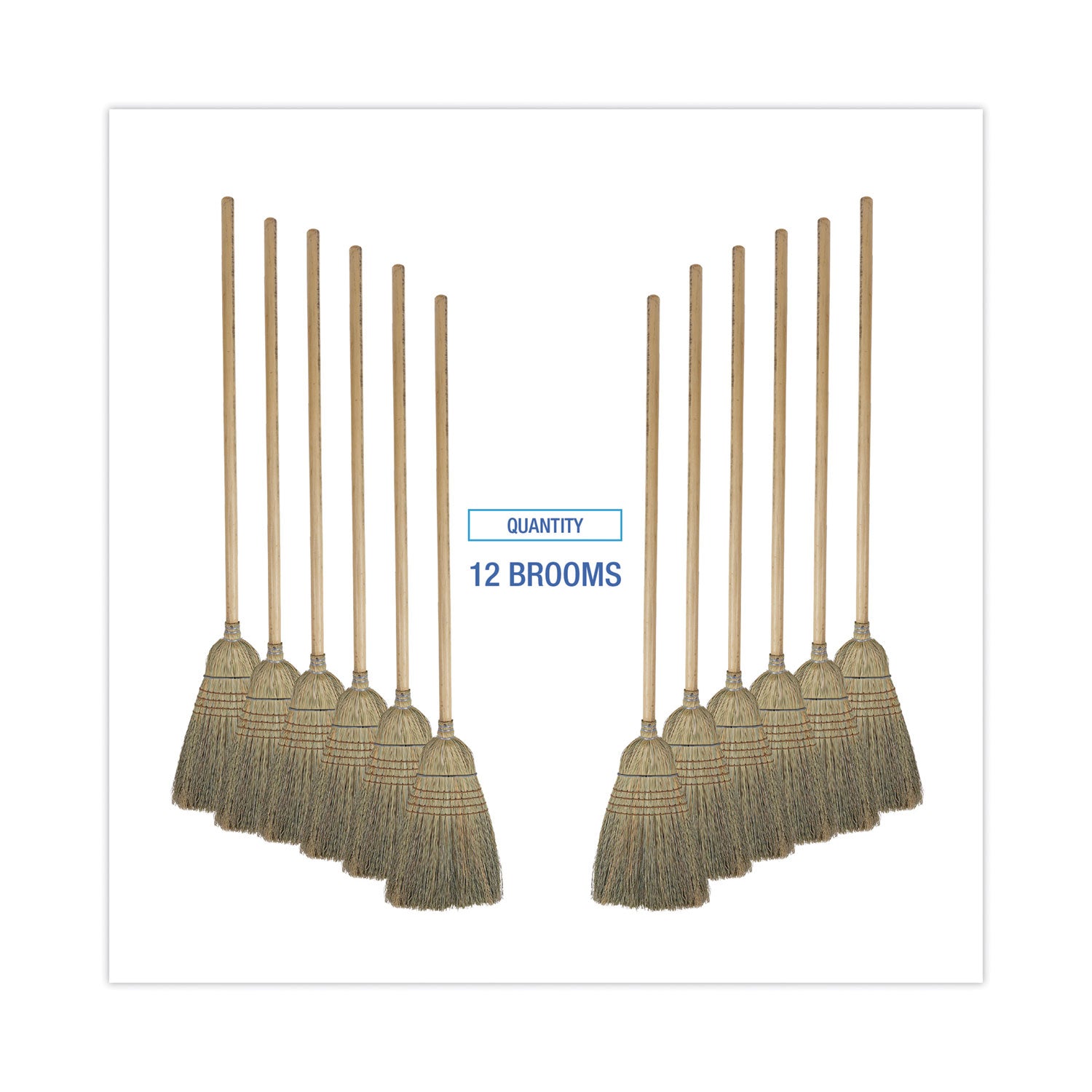 Warehouse Broom, Corn Fiber Bristles, 56" Overall Length, Natural, 12/Carton