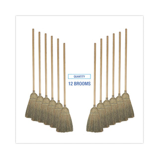 Warehouse Broom, Corn Fiber Bristles, 56" Overall Length, Natural, 12/Carton