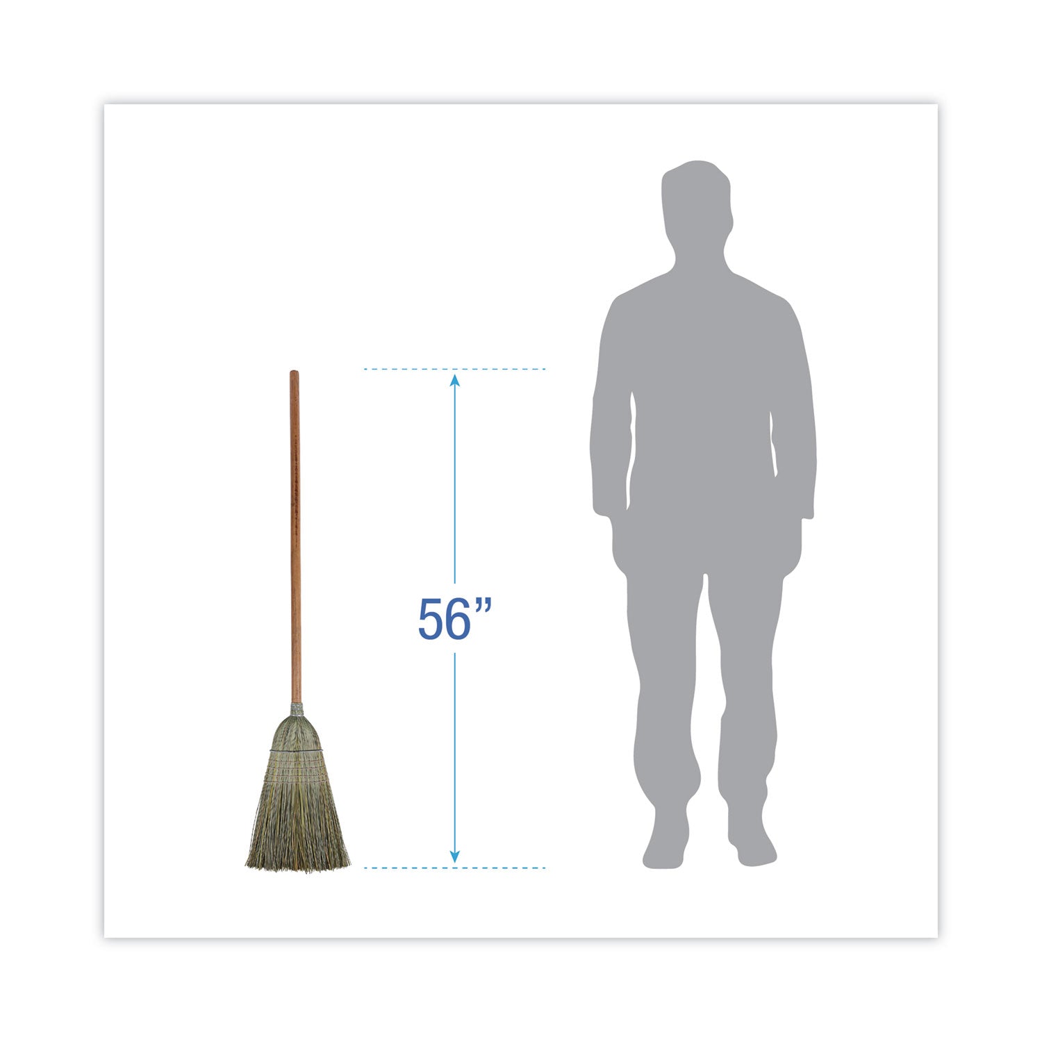 Warehouse Broom, Yucca Corn Fiber Bristles, 56" Overalll Length, Natural, 12/Carton