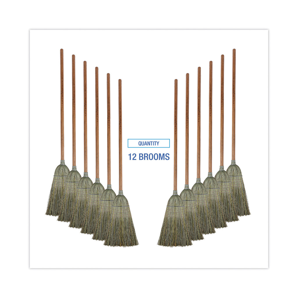 Warehouse Broom, Yucca Corn Fiber Bristles, 56" Overalll Length, Natural, 12/Carton