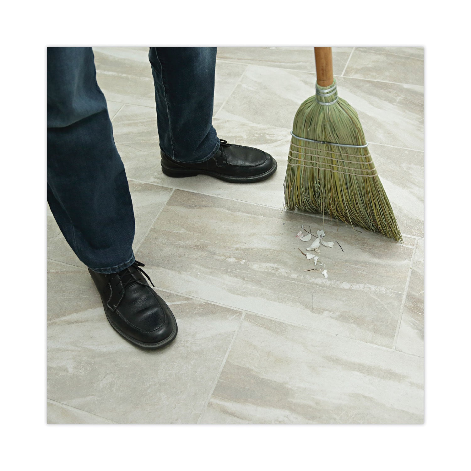 Warehouse Broom, Yucca/Corn Fiber Bristles, 56" Overall Length, Natural
