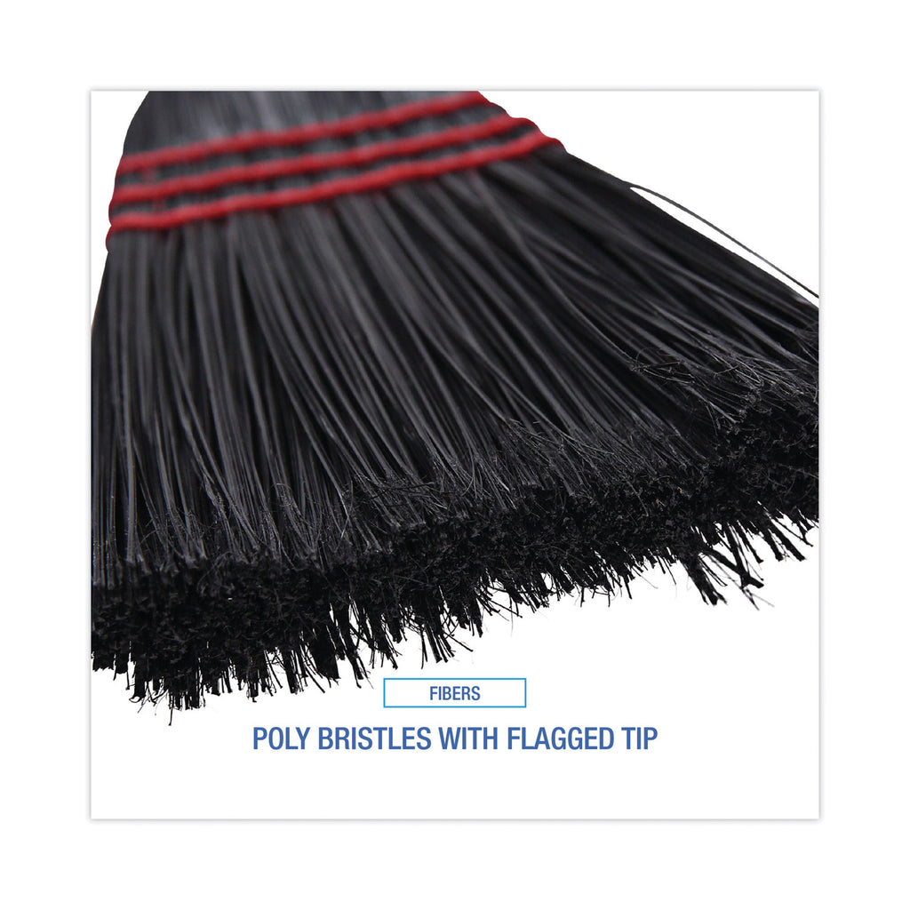 Flag Tipped Poly Lobby Brooms, Flag Tipped Poly Bristles, 38" Overall Length, Natural/Black, 12/Carton