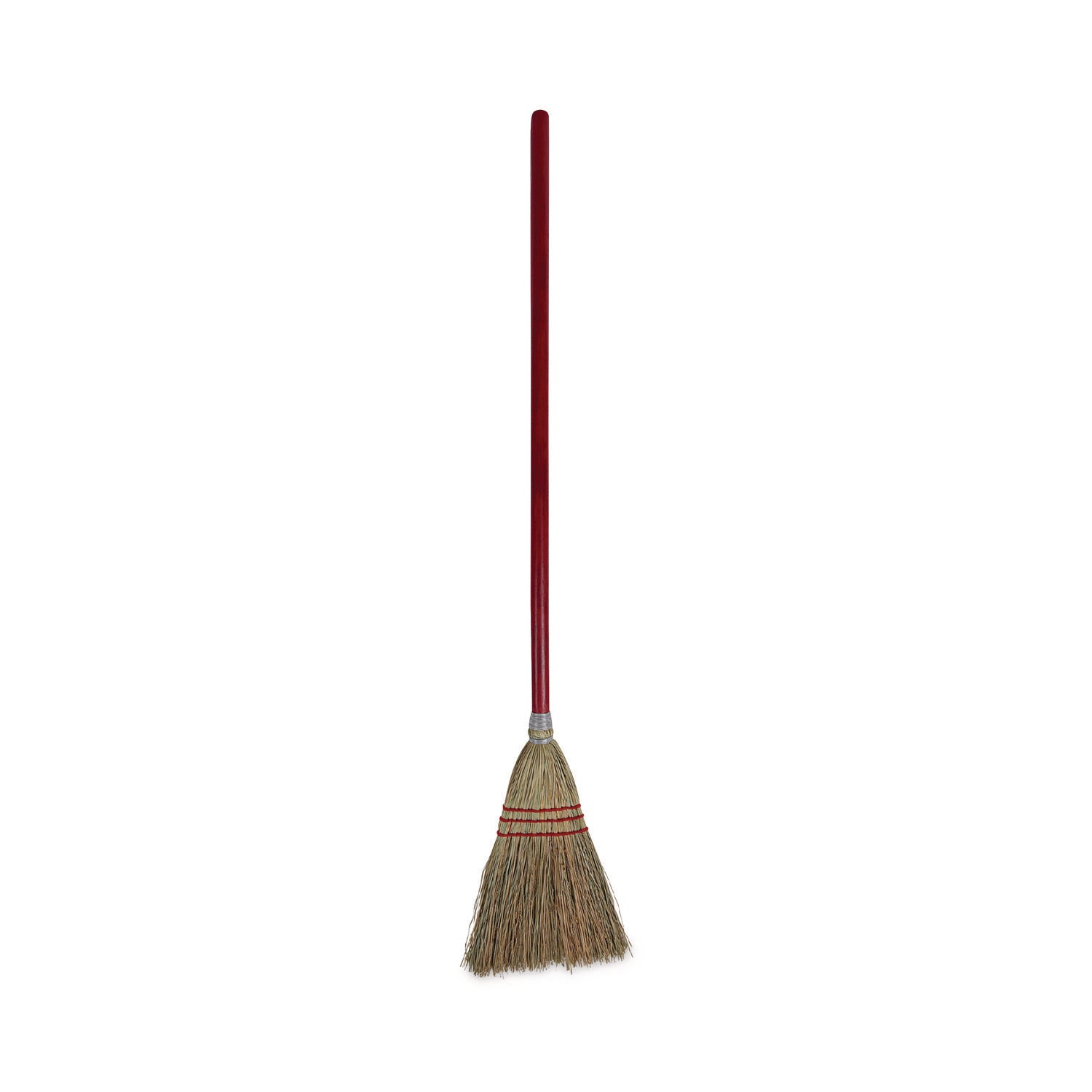 Corn Fiber Lobby/Toy Broom, Corn Fiber Bristles, 39" Overall Length, Red, 12/Carton