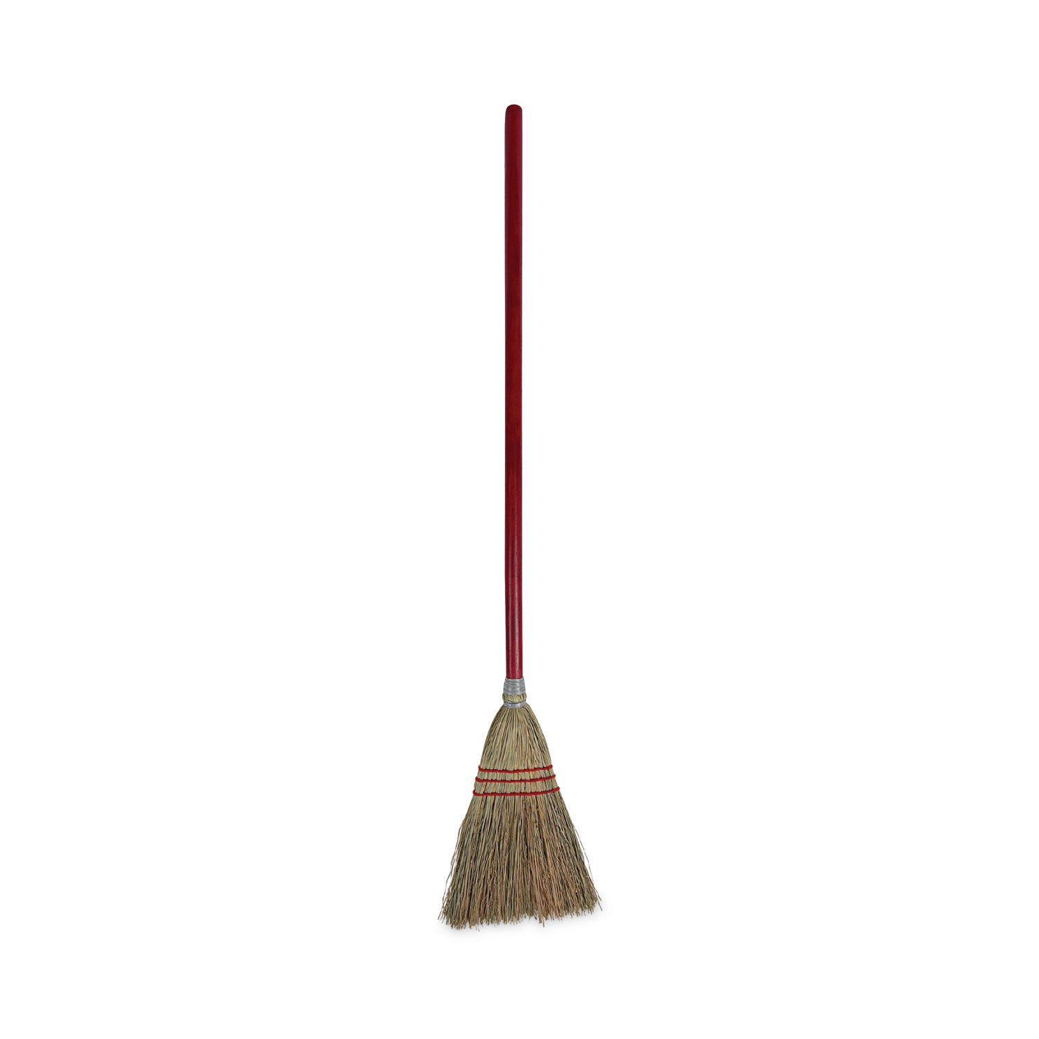 Corn Fiber Lobby/Toy Broom, Corn Fiber Bristles, 39" Overall Length, Red - 