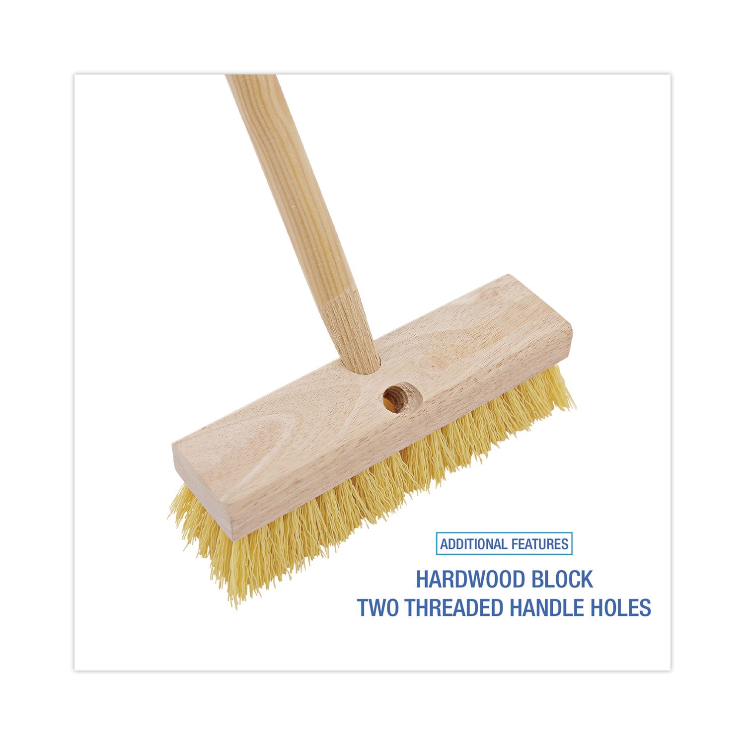 Deck Brush Head, 2" Cream Polypropylene Bristles, 10" Brush - 