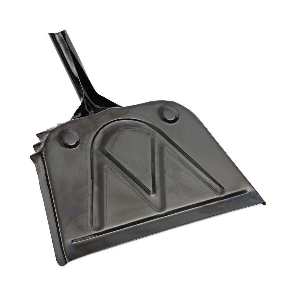 Metal Dust Pan, 12 x 14, 2 " Handle, 20-Gauge Steel, Black