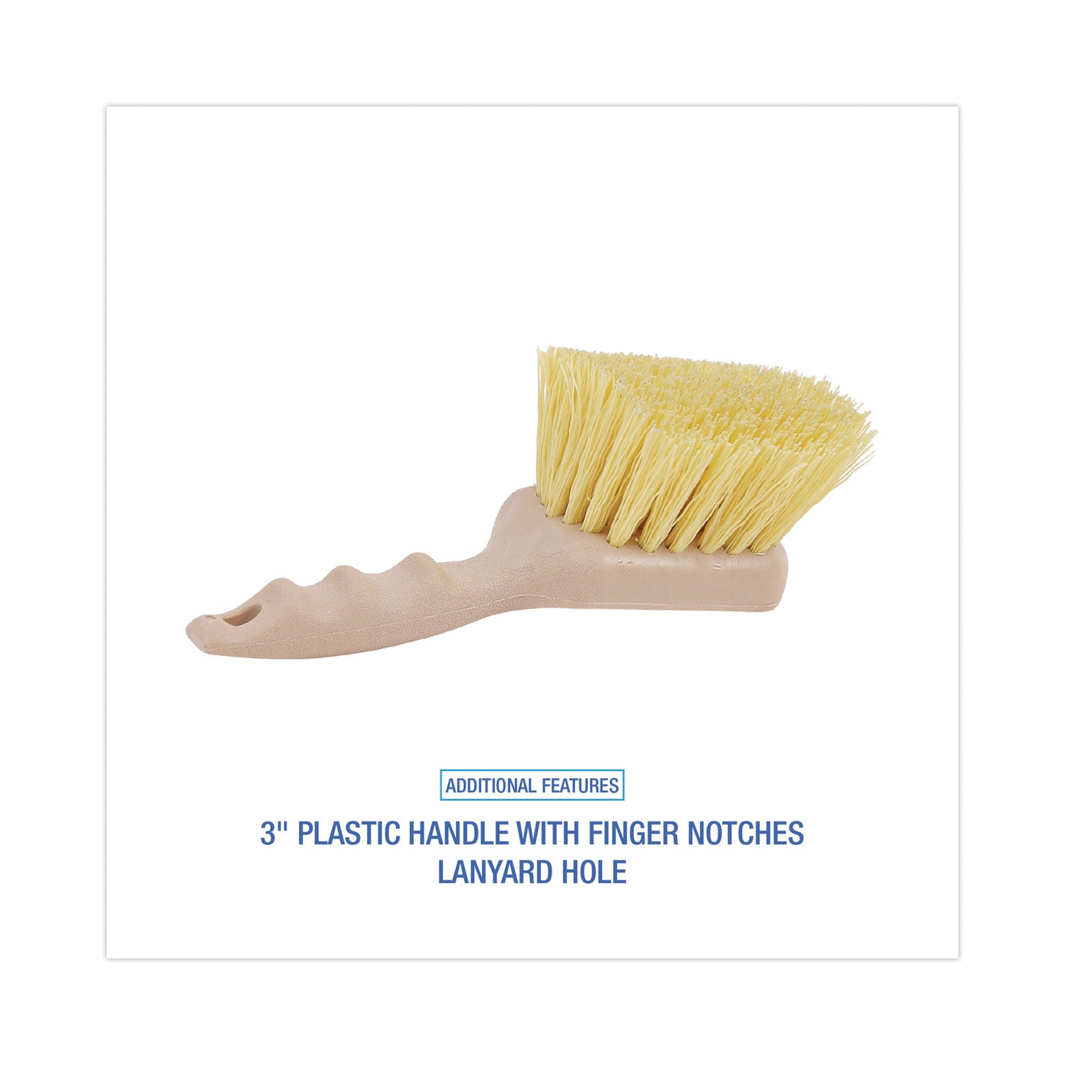 Utility Brush, Cream Polypropylene Bristles, 5.5 Brush, 3" Tan Plastic Handle - 