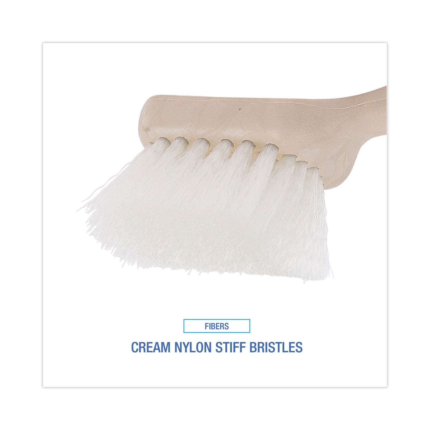 Utility Brush, Cream Nylon Bristles, 5.5" Brush, 3.5" Tan Plastic Handle - 