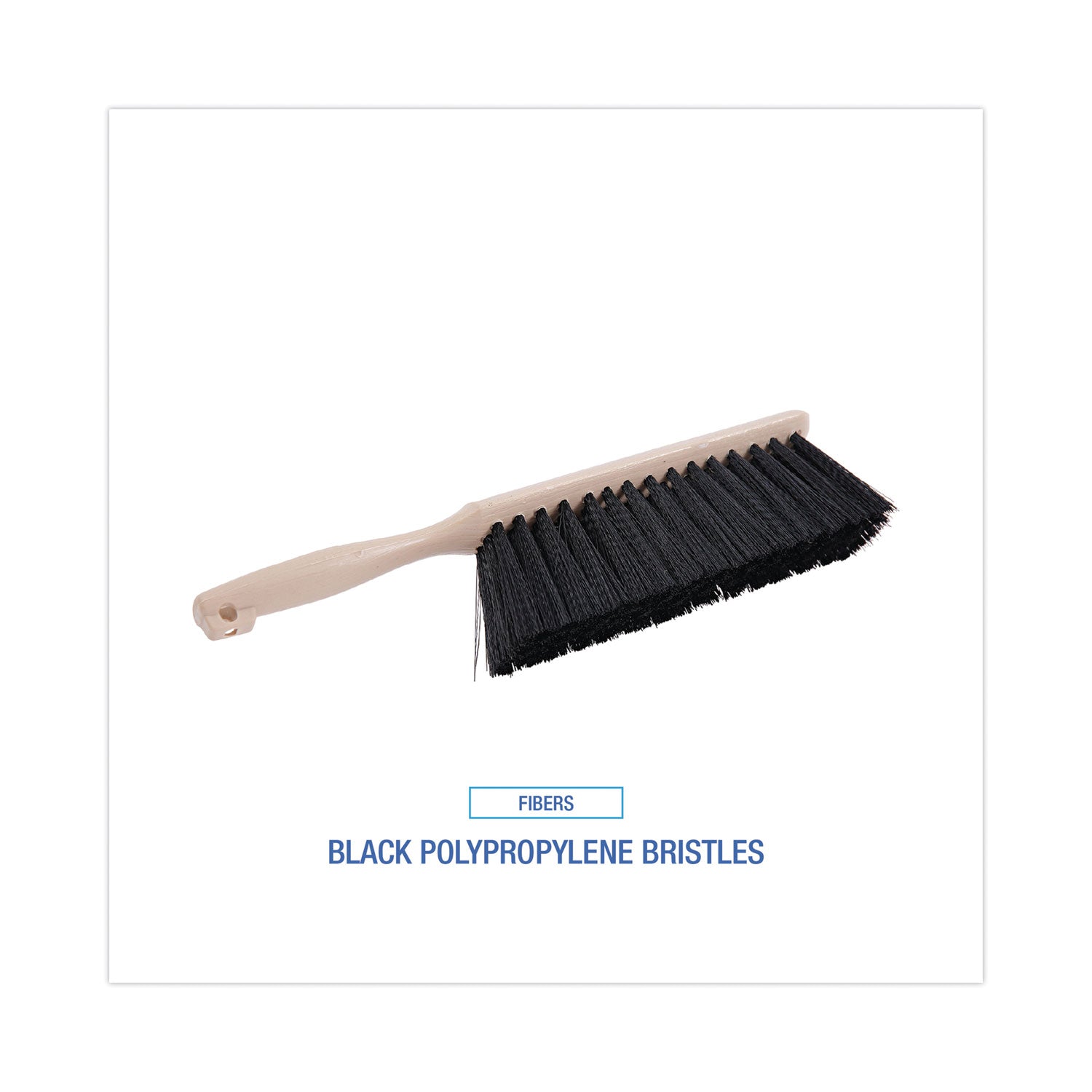 Counter Brush, Black Polypropylene, 4.5" Brush, 3.5" Tan Plastic Handle - 