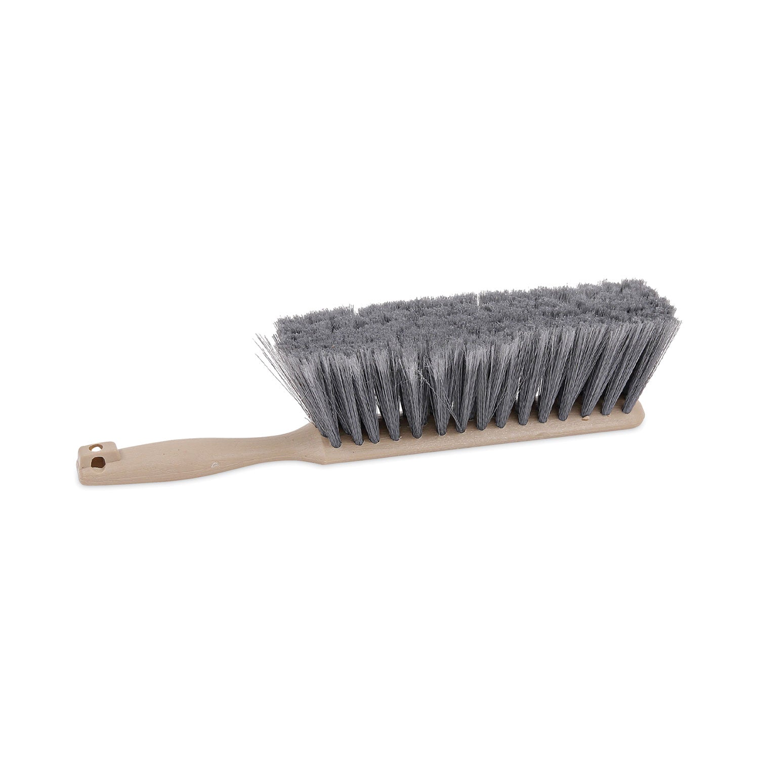 Counter Brush, Gray Flagged Polypropylene Bristles, 4.5" Brush, 3.5" Tan Plastic Handle - 