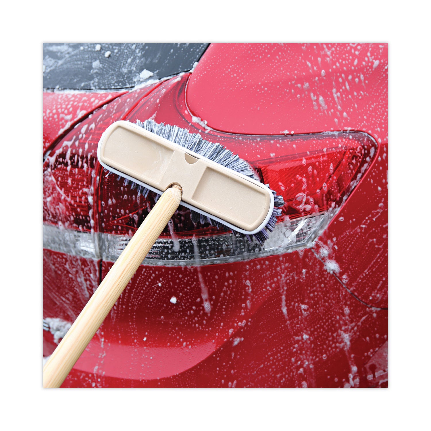 Polystyrene Vehicle Brush with Vinyl Bumper, Black/White Polystyrene Bristles, 10" Brush - 