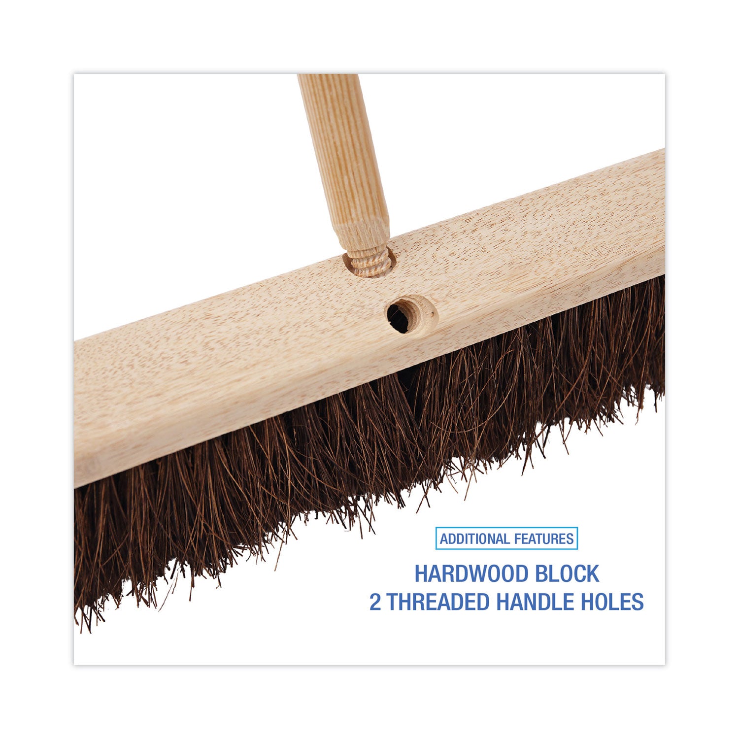 Floor Brush Head, 3.25" Natural Palmyra Fiber Bristles, 24" Brush - 