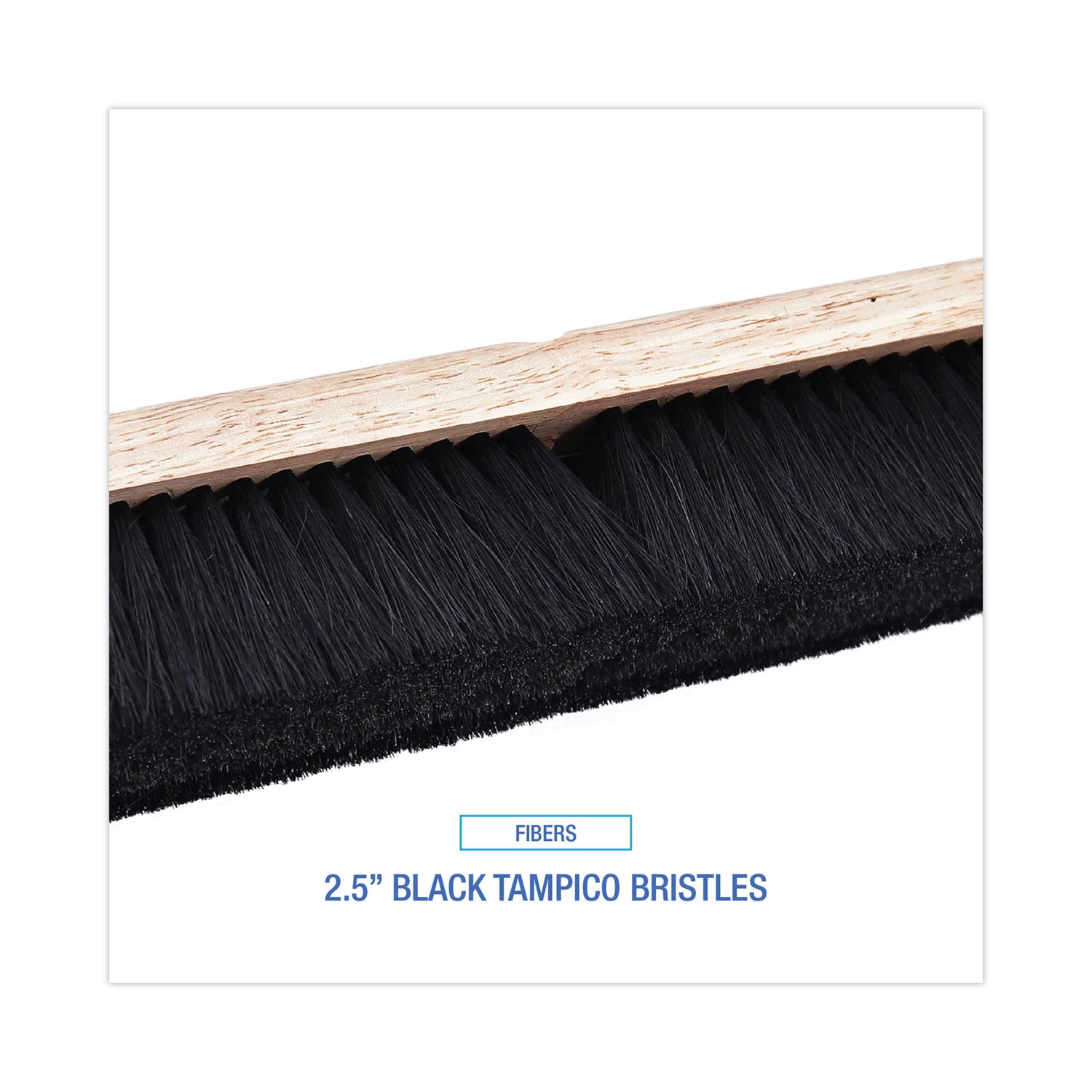 Floor Brush Head, 2.5" Black Tampico Fiber Bristles, 18" Brush - 