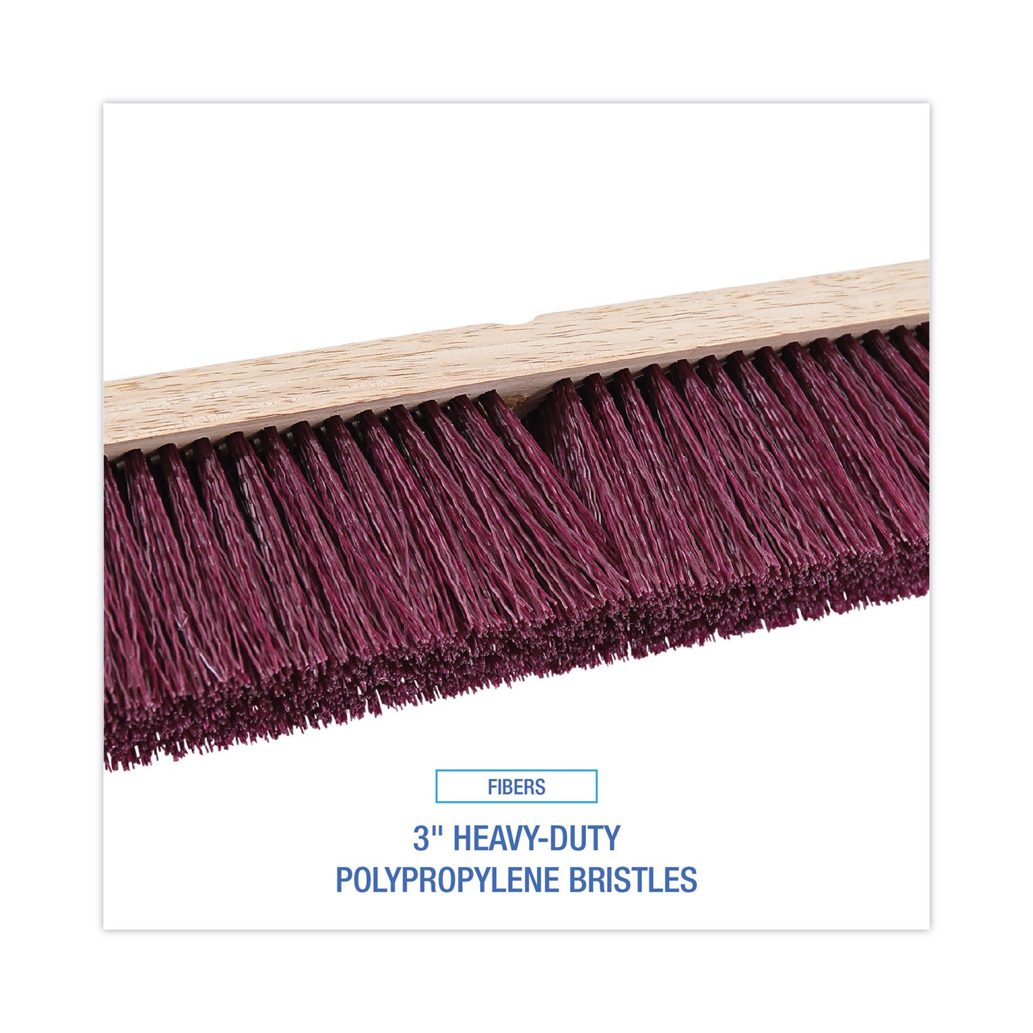 Floor Brush Head, 3" Maroon Heavy-Duty Polypropylene Bristles, 18" Brush - 