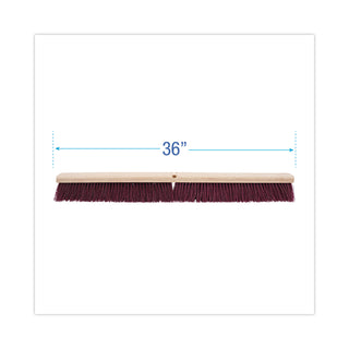 Floor Brush Head, 3.25" Maroon Stiff Polypropylene Bristles, 36" Brush