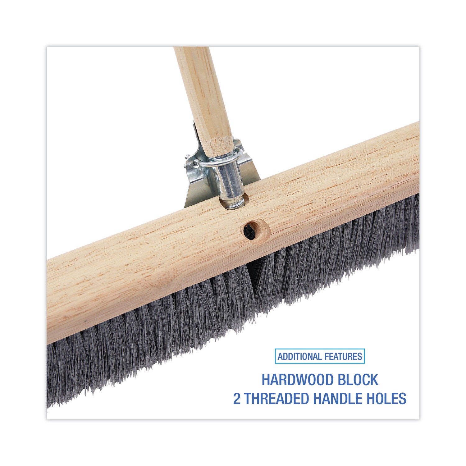 Floor Brush Head, 3" Gray Flagged Polypropylene Bristles, 36" Brush - 