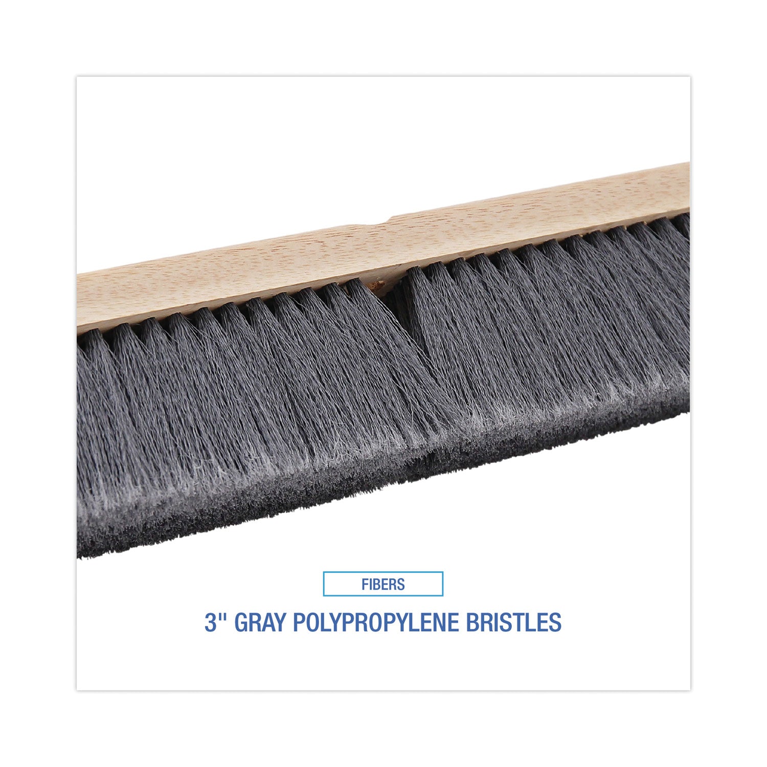 Floor Brush Head, 3" Gray Flagged Polypropylene Bristles, 36" Brush - 