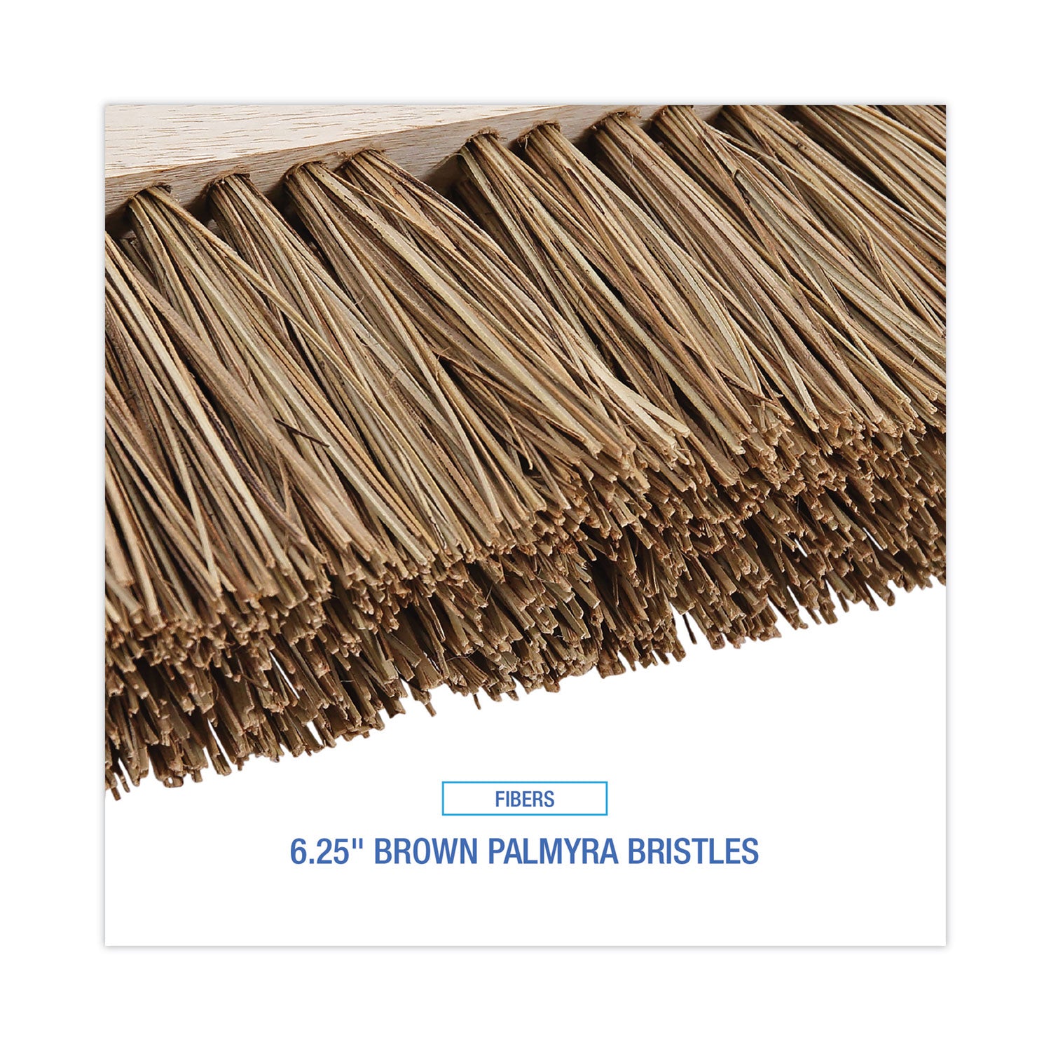 Street Broom Head, 6.25" Brown Palmyra Fiber Bristles, 16" Brush - 