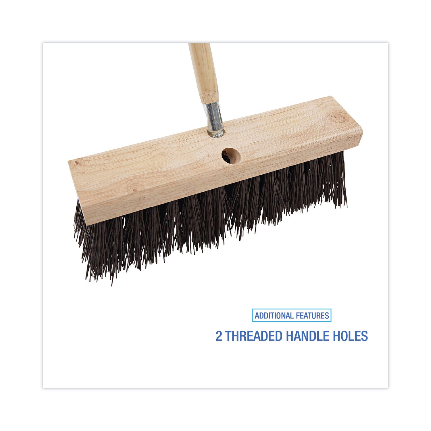 Street Broom Head, 6.25" Brown Polypropylene Bristles, 16" Brush - 