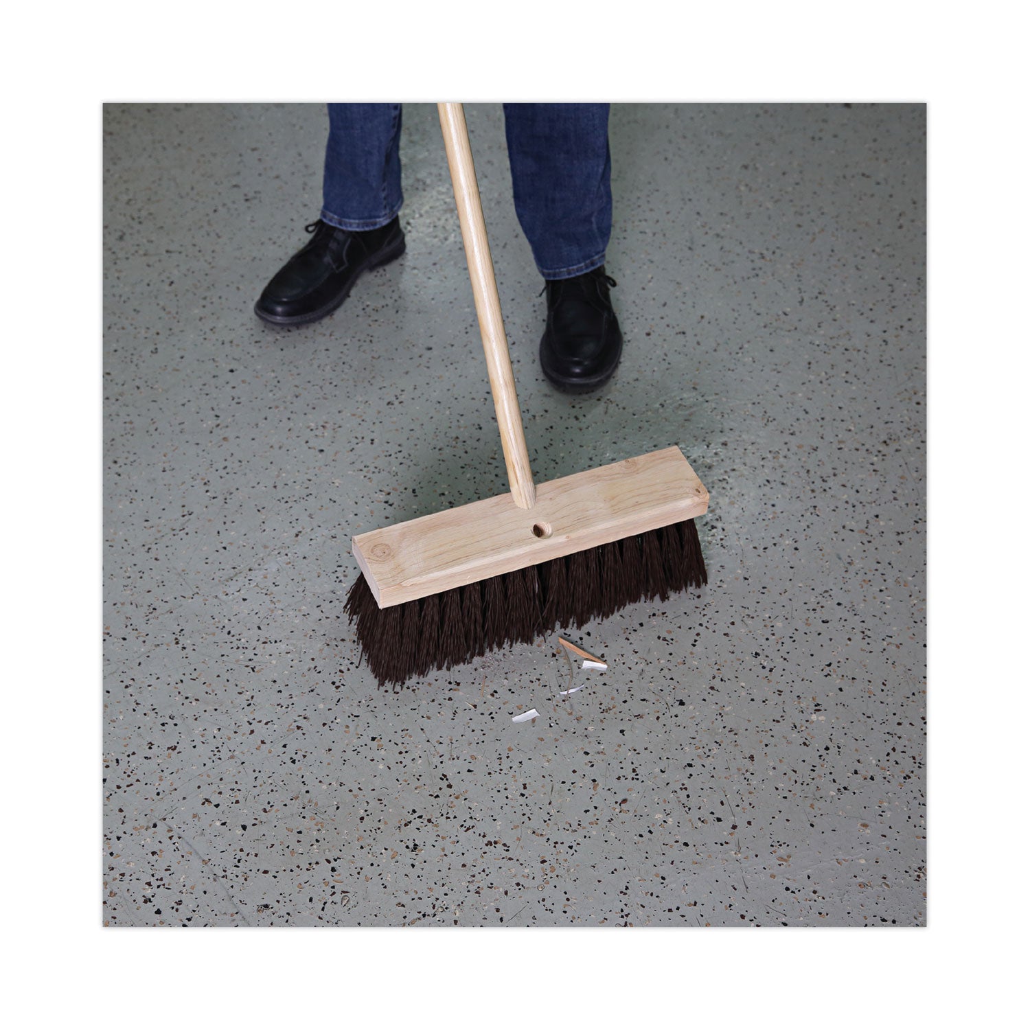 Street Broom Head, 6.25" Brown Polypropylene Bristles, 16" Brush - 