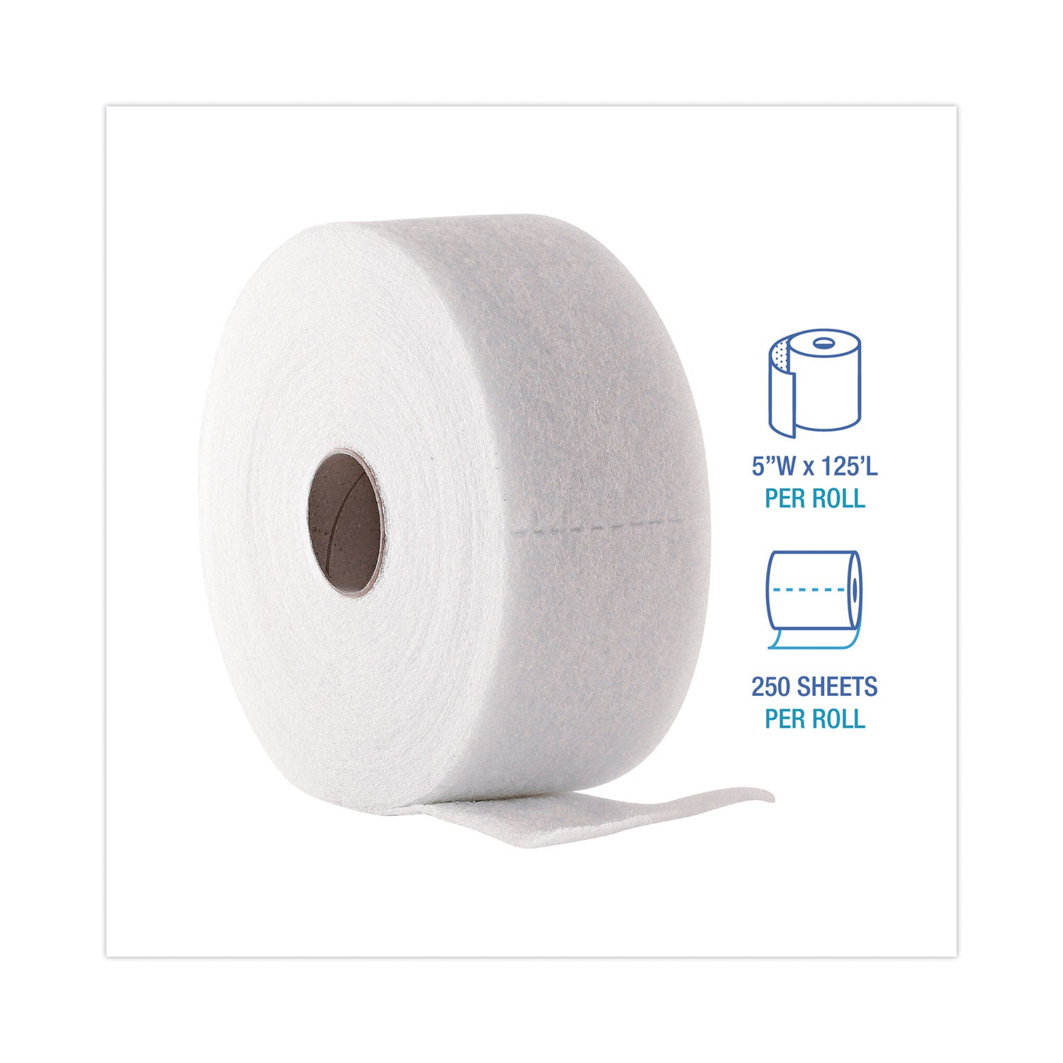 TrapEze Disposable Dusting Sheets, 5" x 125 ft, White, 250 Sheets/Roll, 2 Rolls/Carton