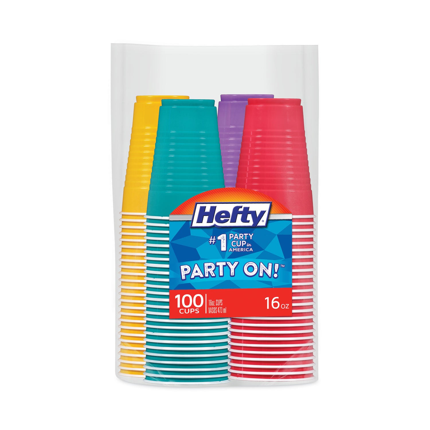 easy-grip-disposable-plastic-party-cups-16-oz-assorted-colors-100-pack-4-packs-carton_rfpc21637ct - 2