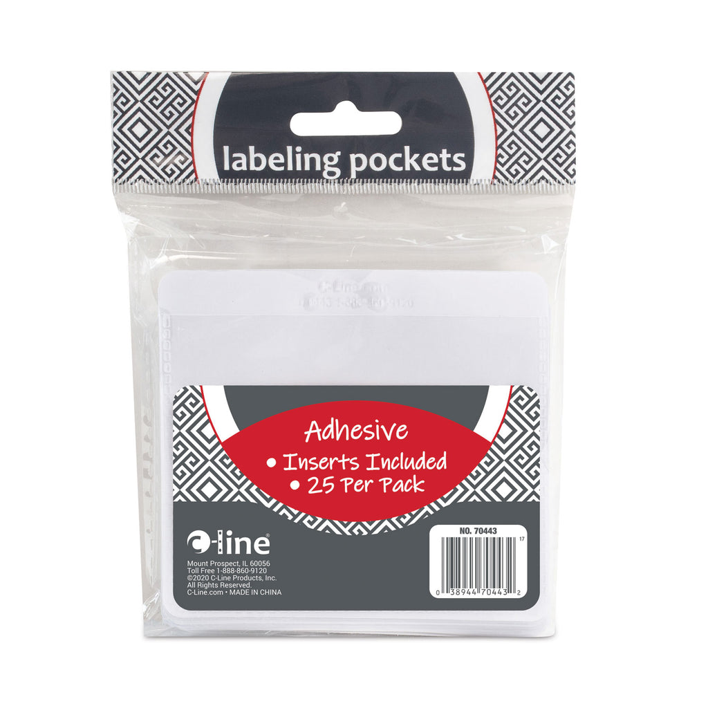 Self-Adhesive Labeling Pockets, Top Load, 3.75 x 3, Clear, 25/Pack - 