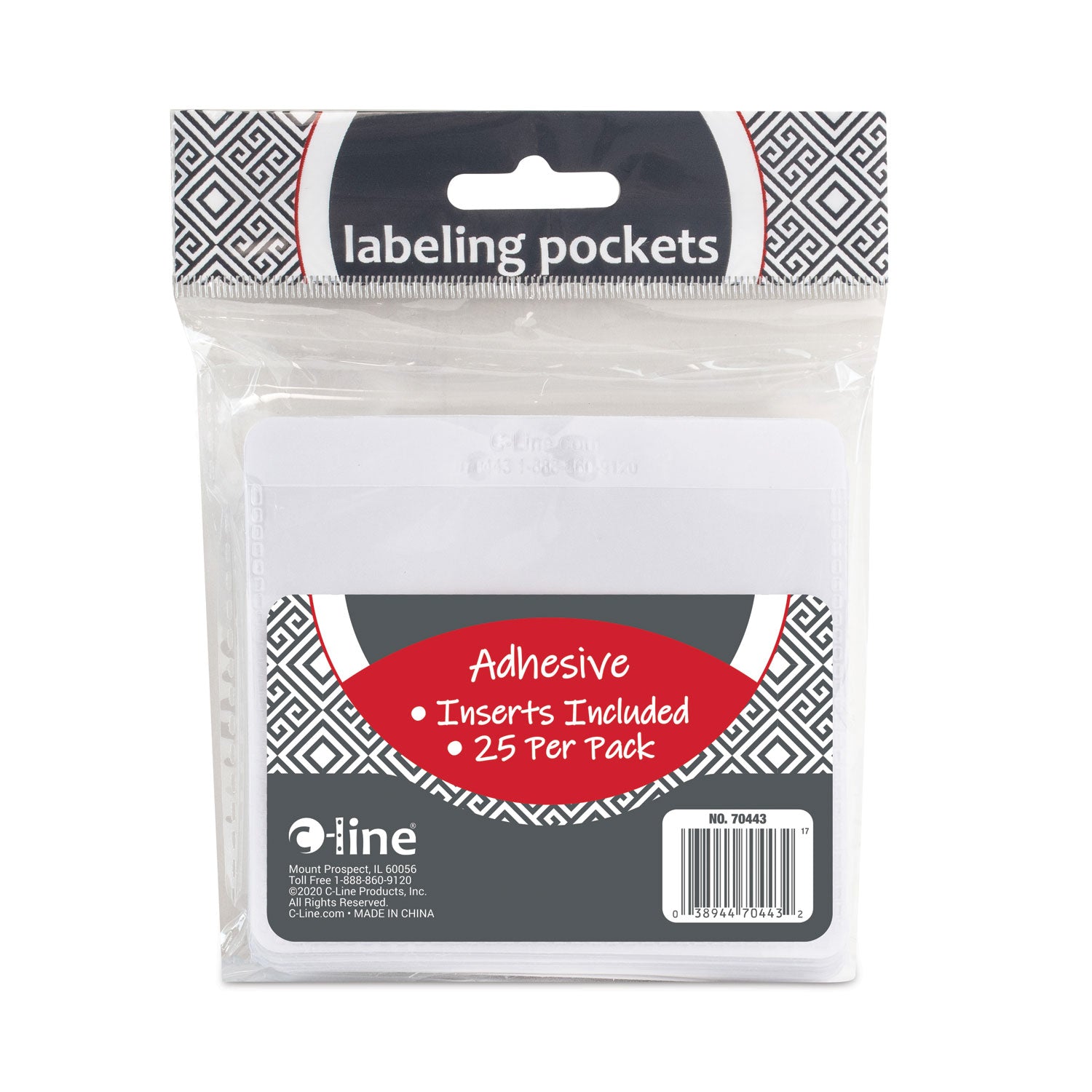 Self-Adhesive Labeling Pockets, Top Load, 3.75 x 3, Clear, 25/Pack - 