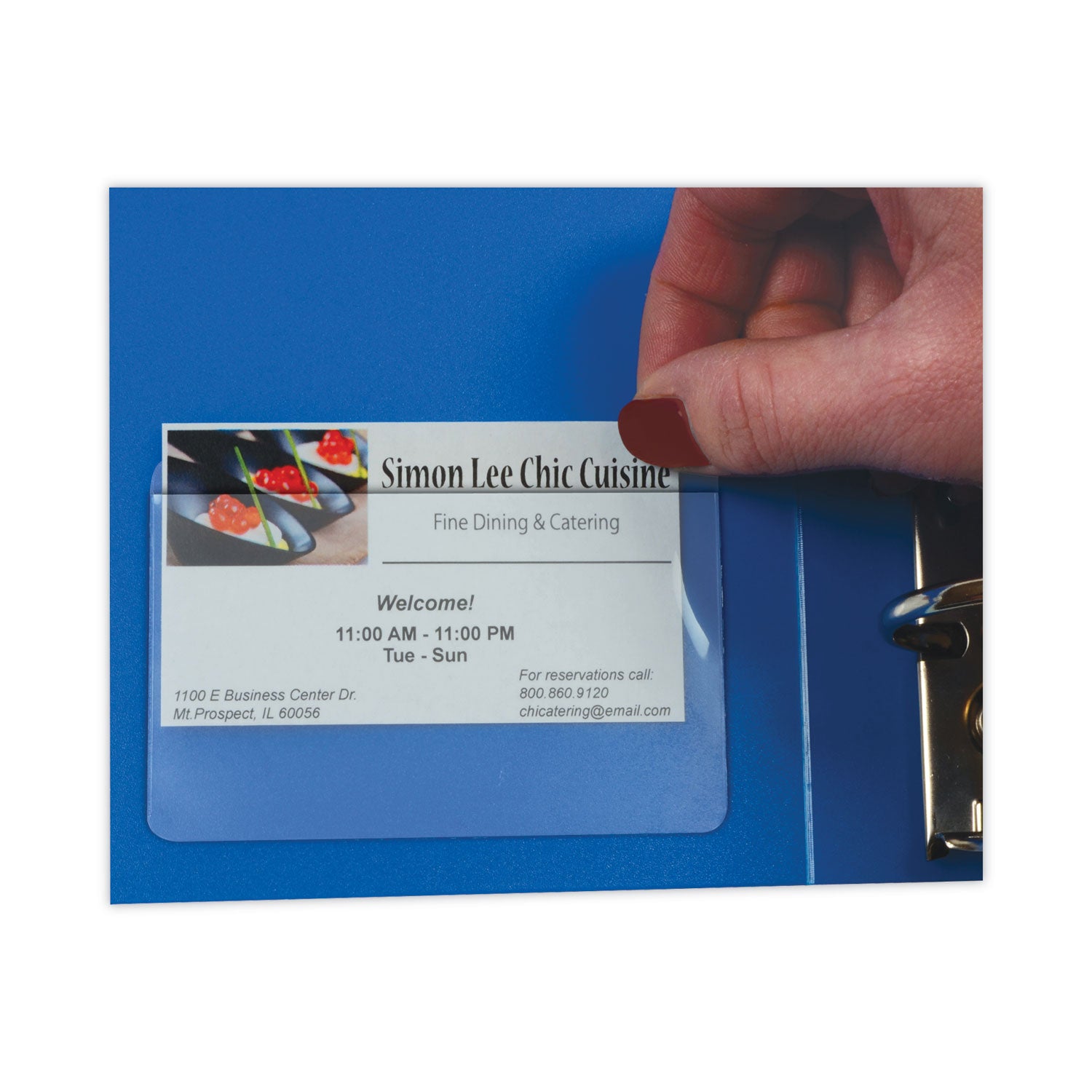 Self-Adhesive Business Card Holders, Top Load, 2 x 3.5, Clear, 10/Pack - 