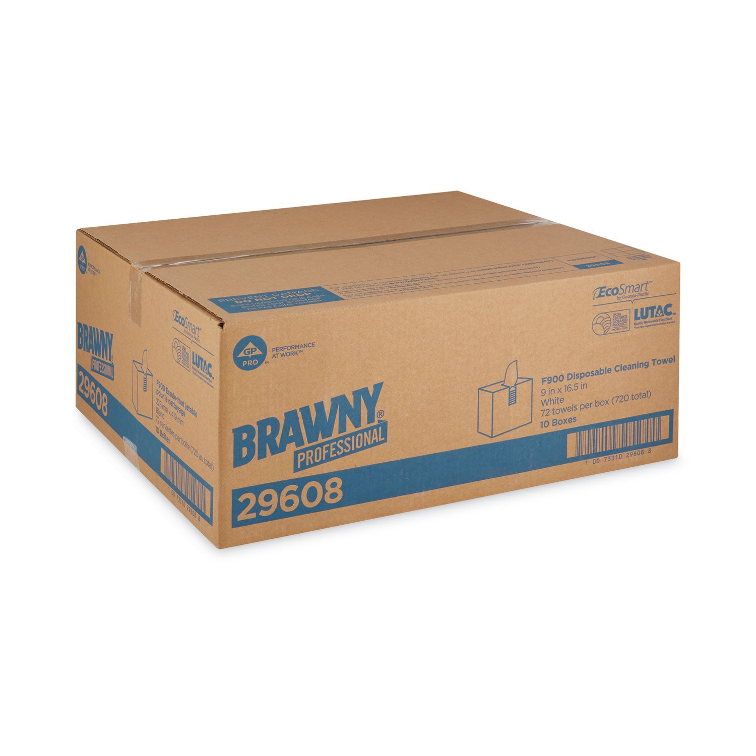 FLAX 900 Heavy Duty Cloths, 9 x 16.5, White, 72/Box, 10 Box/Carton - 